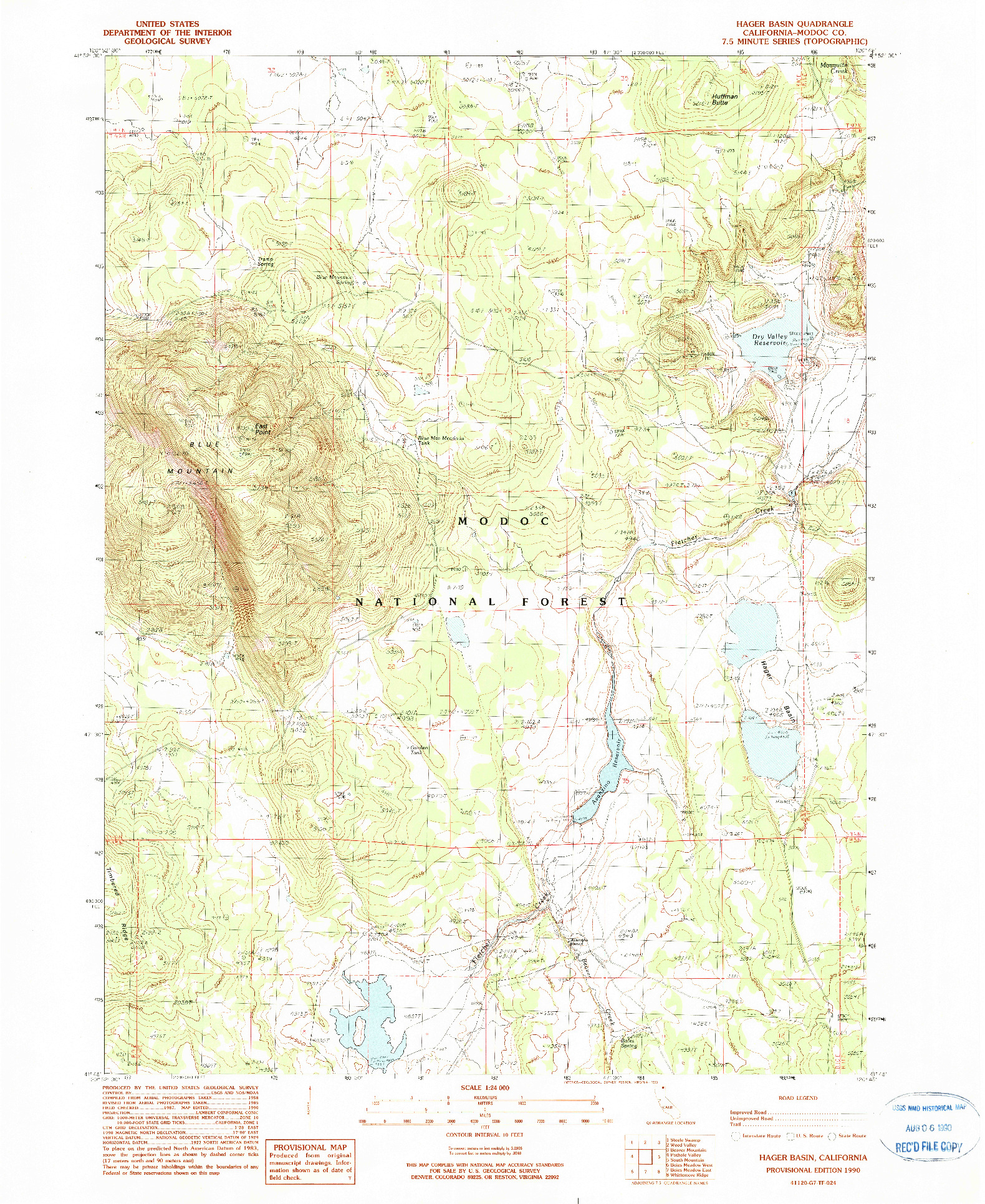 USGS 1:24000-SCALE QUADRANGLE FOR HAGER BASIN, CA 1990