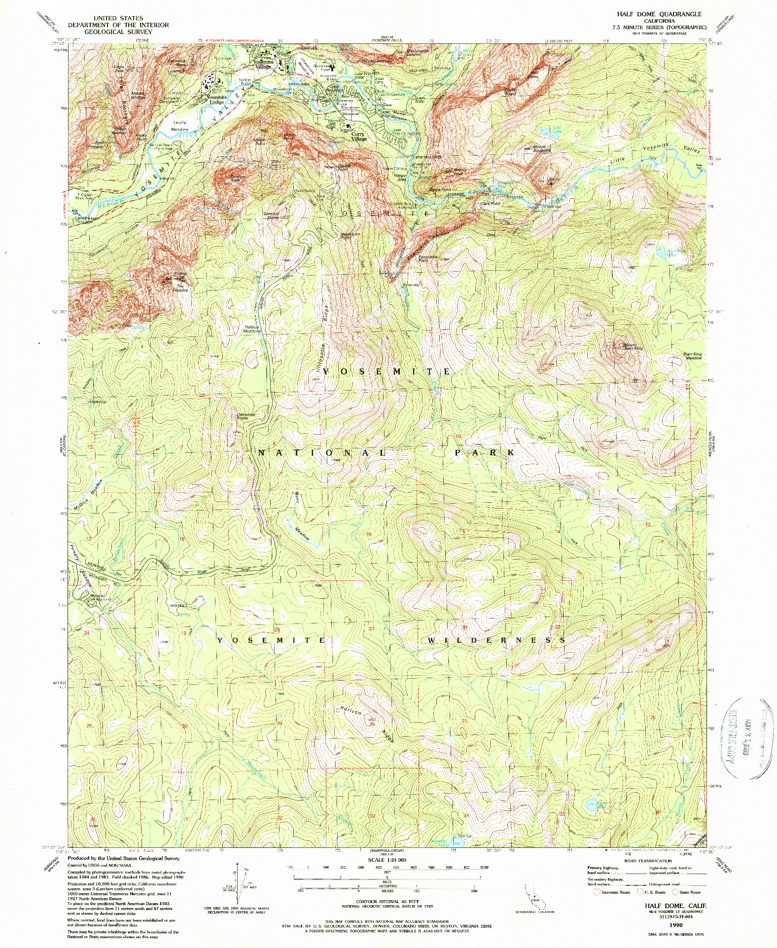 USGS 1:24000-SCALE QUADRANGLE FOR HALF DOME, CA 1990