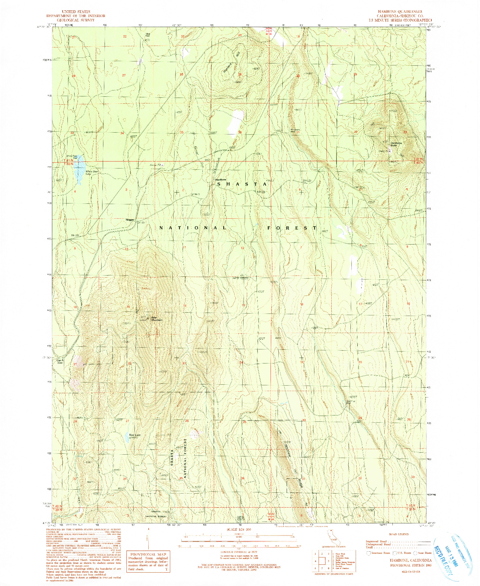USGS 1:24000-SCALE QUADRANGLE FOR HAMBONE, CA 1990