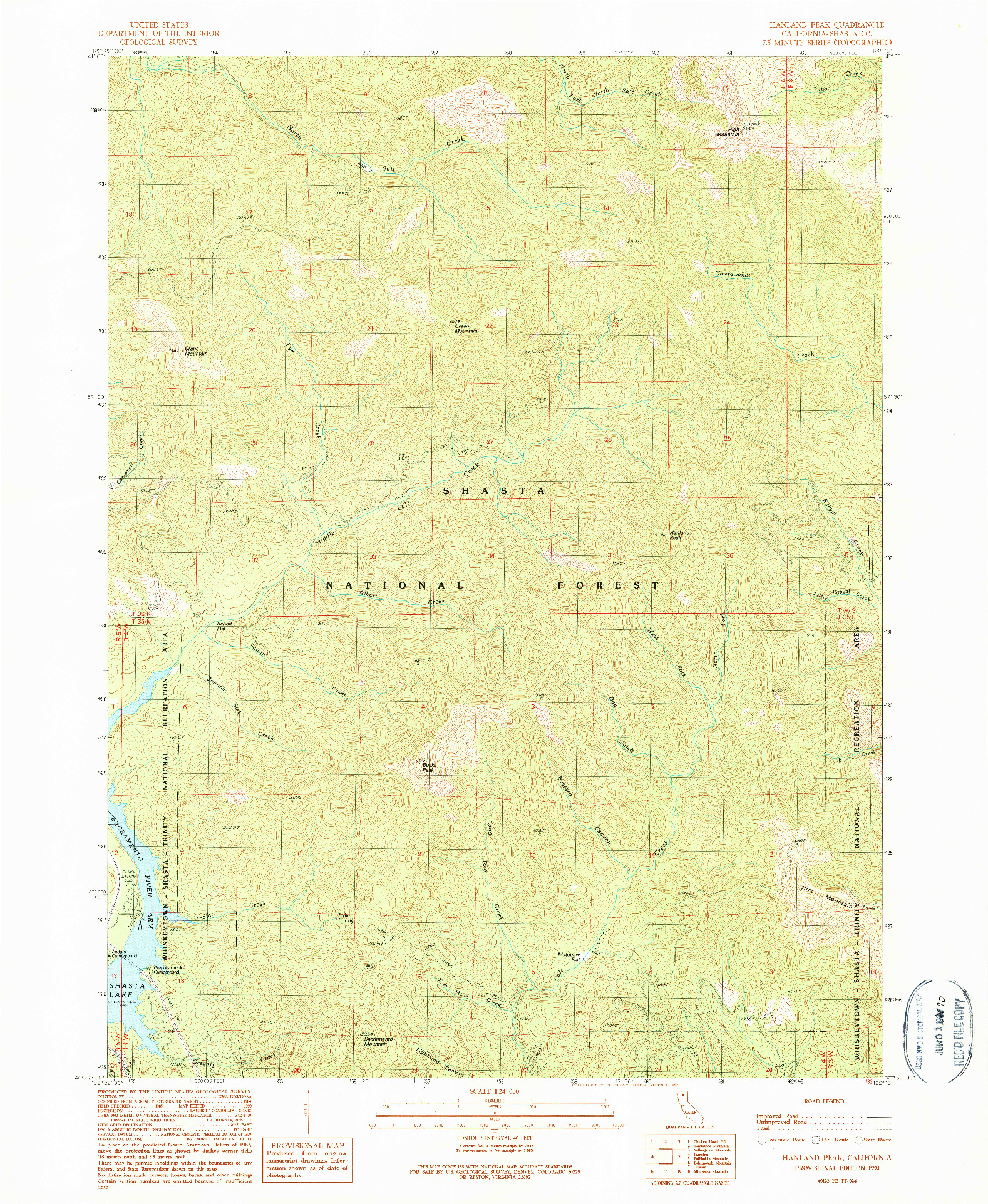 USGS 1:24000-SCALE QUADRANGLE FOR HANLAND PEAK, CA 1990