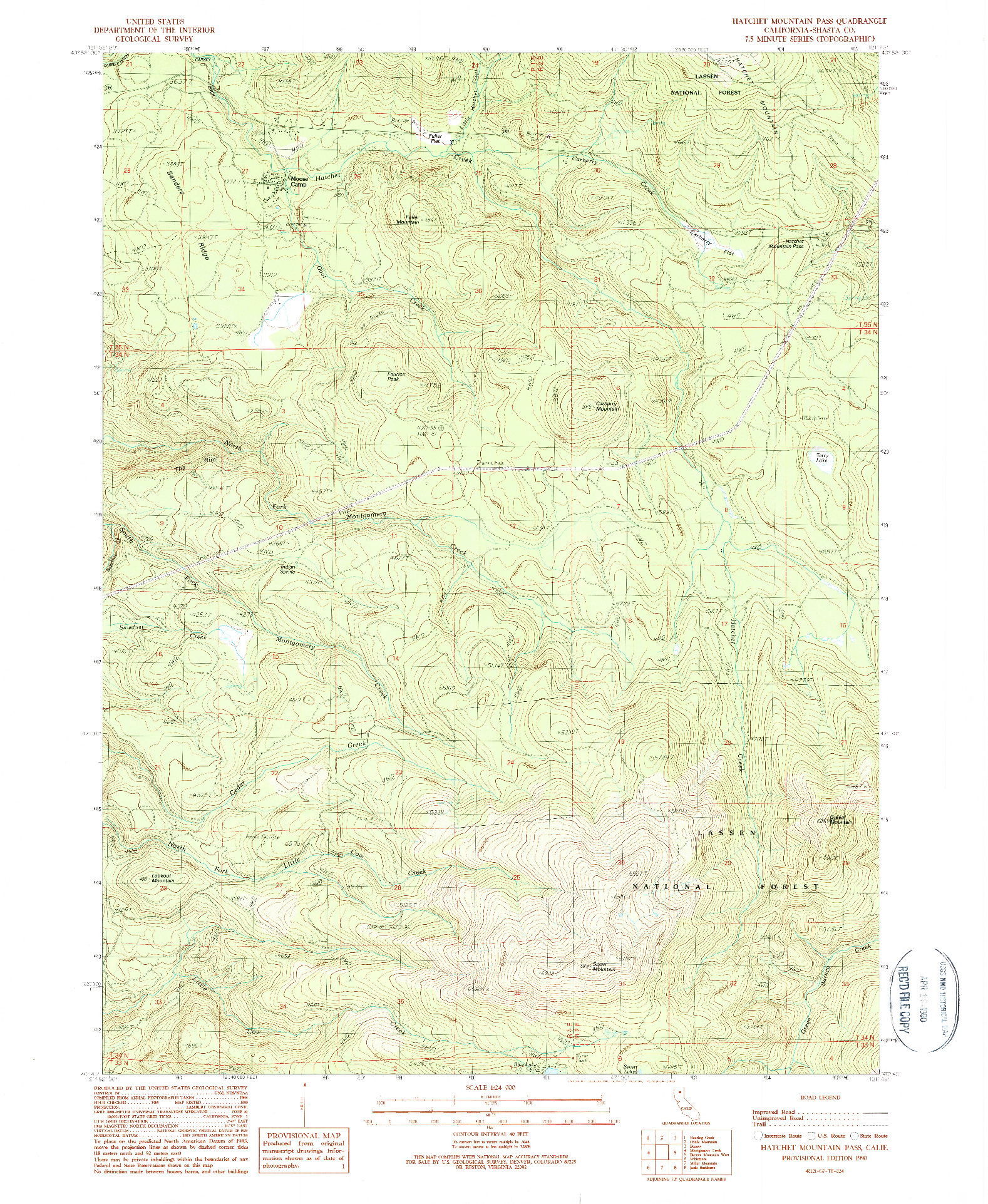 USGS 1:24000-SCALE QUADRANGLE FOR HATCHET MOUNTAIN PASS, CA 1990
