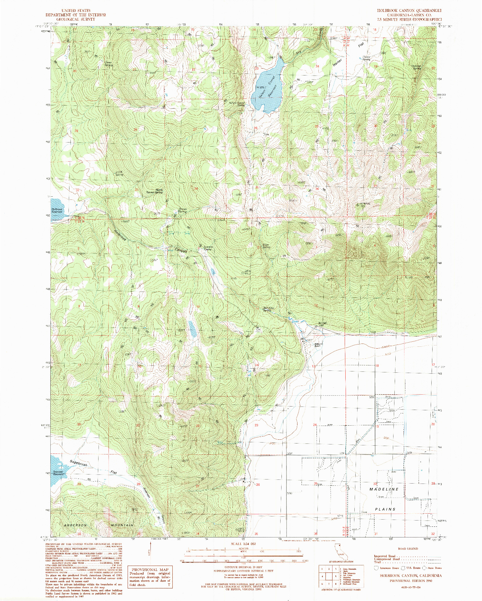 USGS 1:24000-SCALE QUADRANGLE FOR HOLBROOK CANYON, CA 1990
