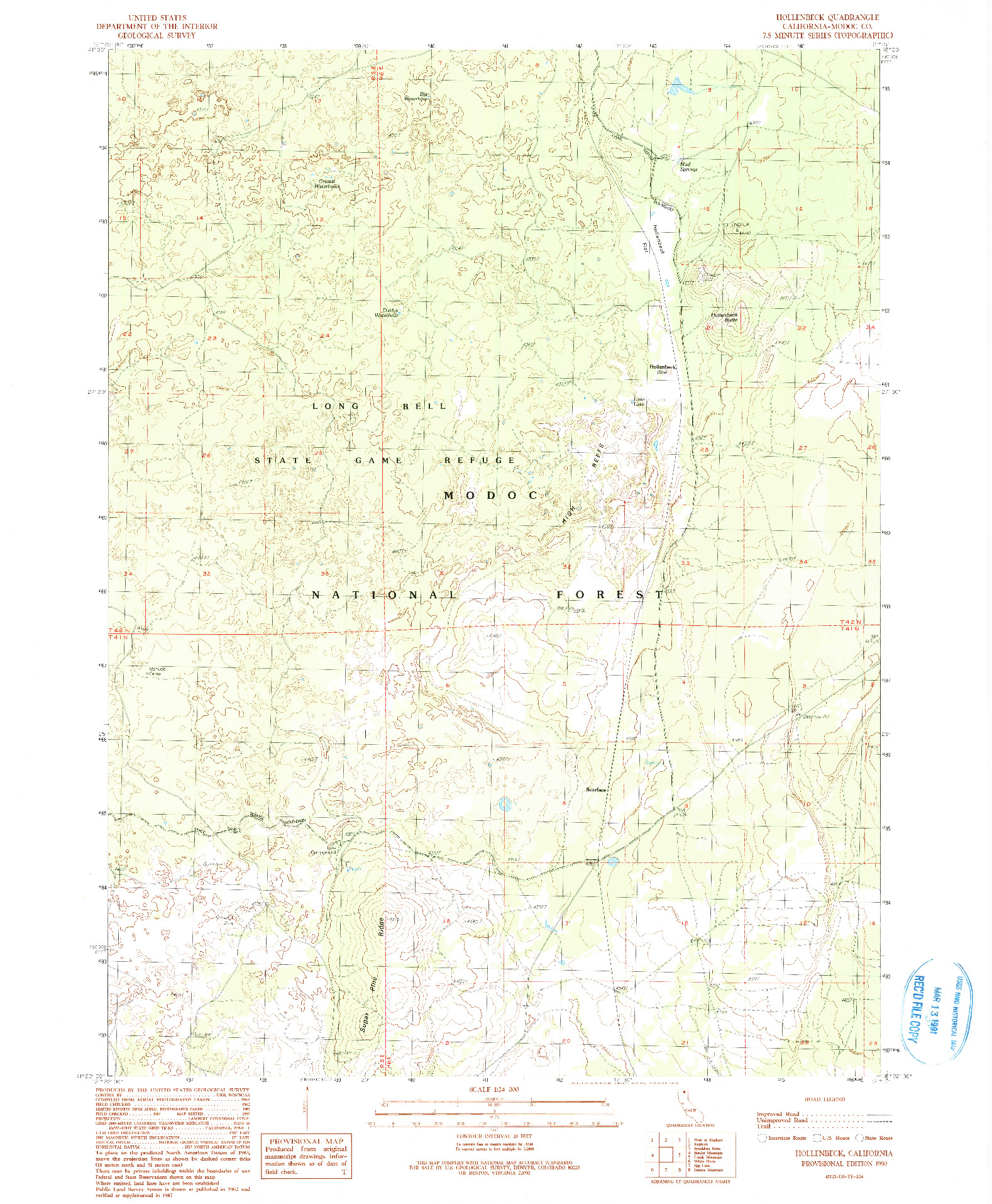 USGS 1:24000-SCALE QUADRANGLE FOR HOLLENBECK, CA 1990