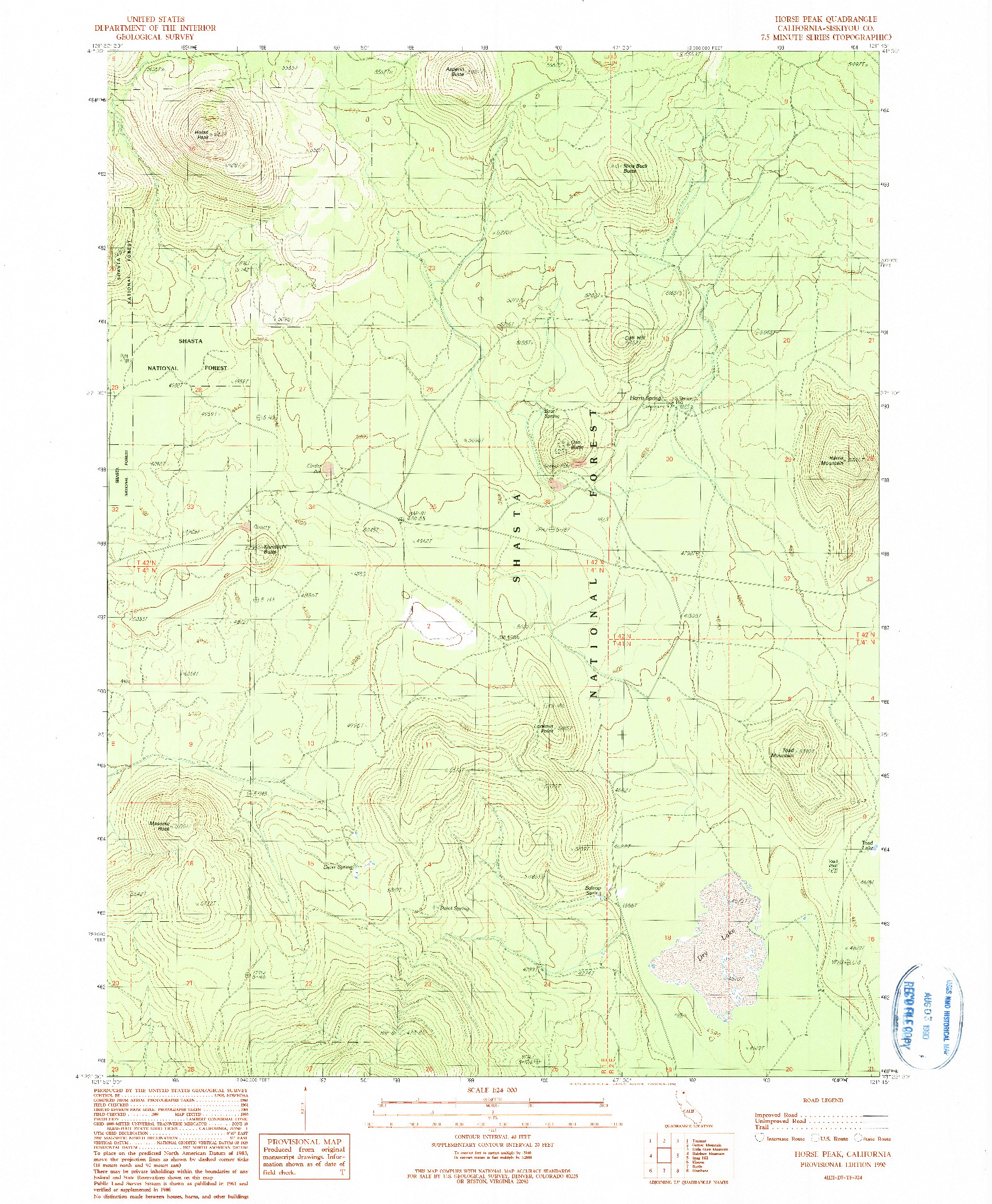 USGS 1:24000-SCALE QUADRANGLE FOR HORSE PEAK, CA 1990