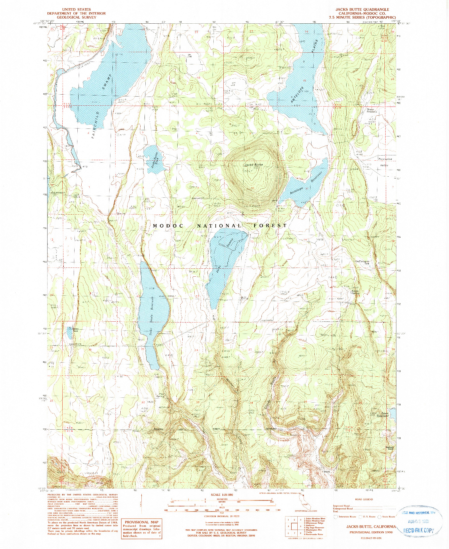 USGS 1:24000-SCALE QUADRANGLE FOR JACKS BUTTE, CA 1990