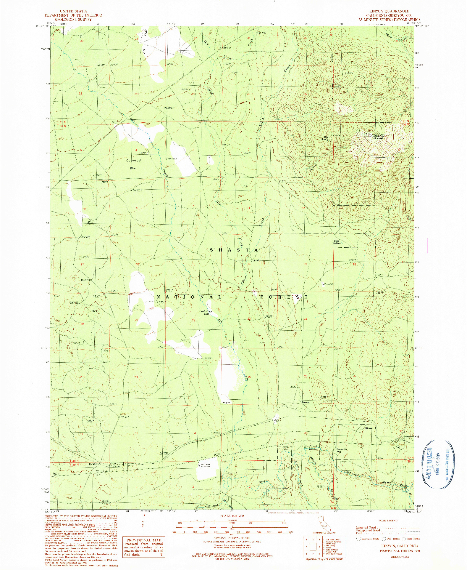 USGS 1:24000-SCALE QUADRANGLE FOR KINYON, CA 1990