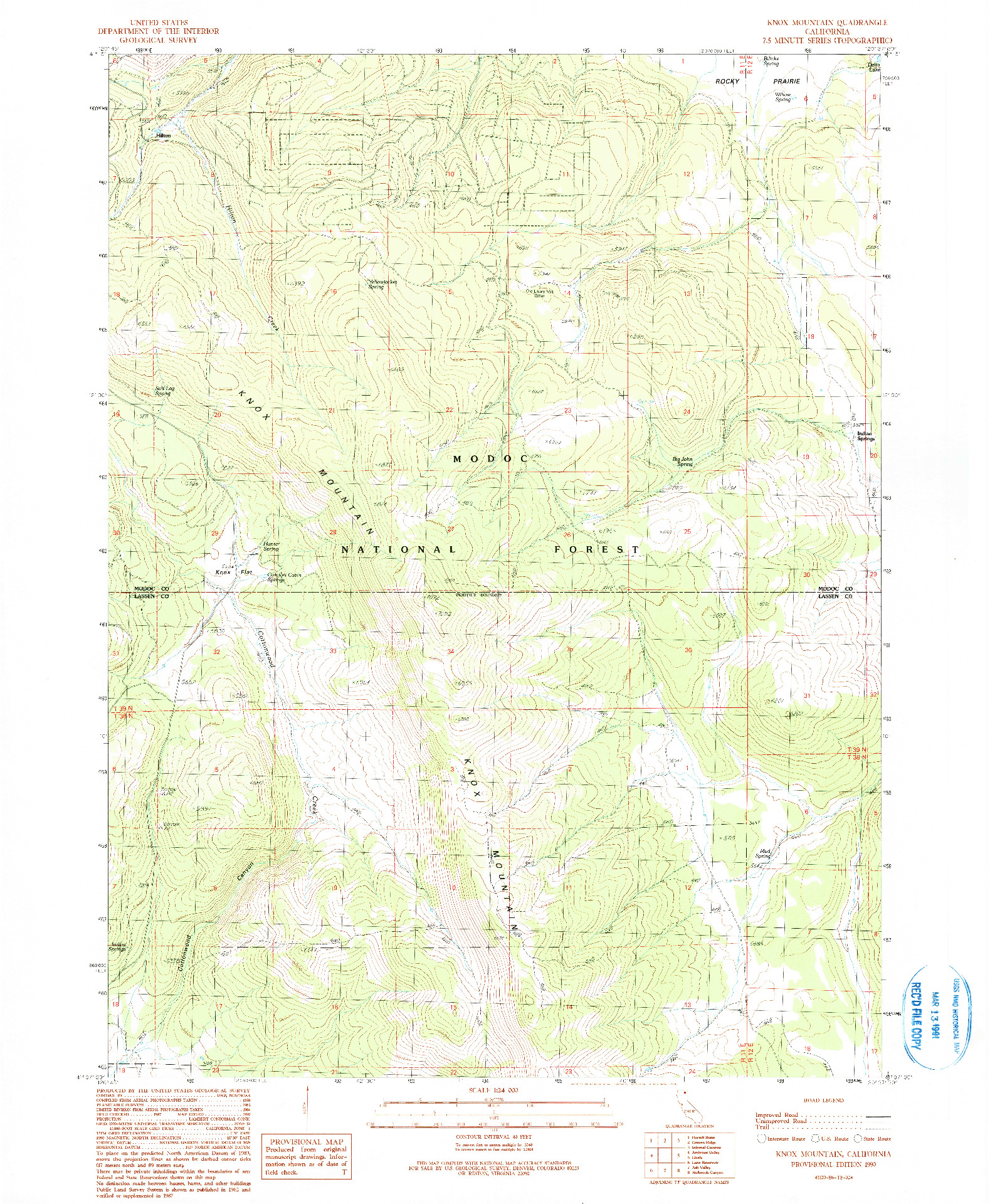 USGS 1:24000-SCALE QUADRANGLE FOR KNOX MOUNTAIN, CA 1990