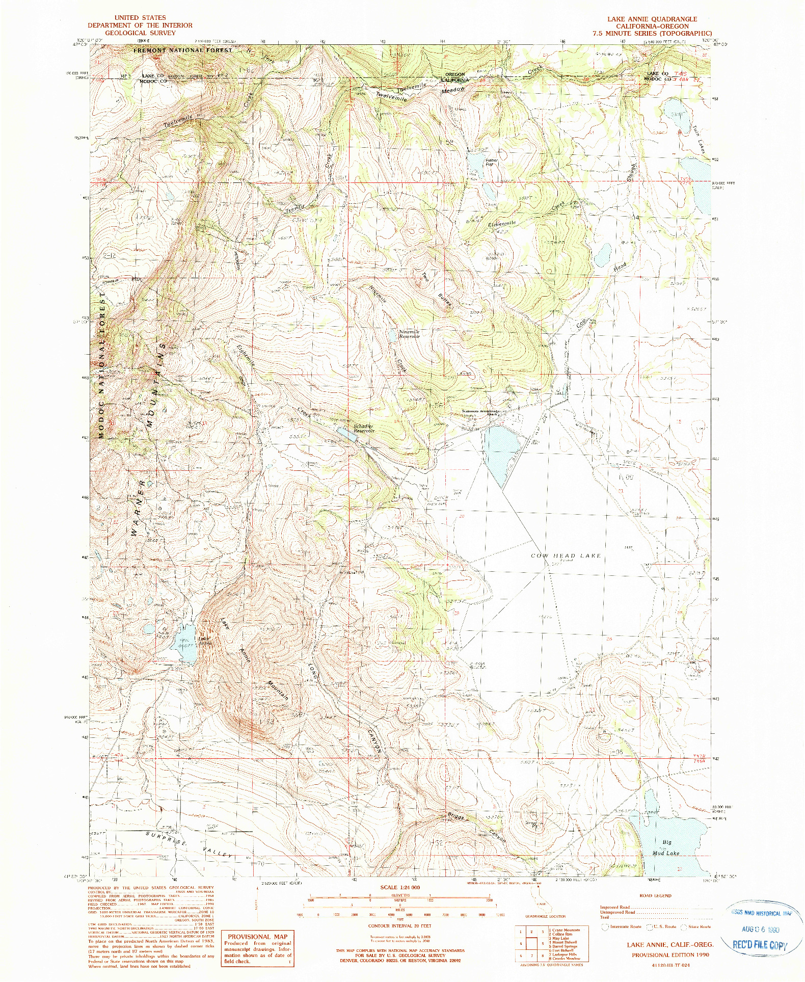 USGS 1:24000-SCALE QUADRANGLE FOR LAKE ANNIE, CA 1990
