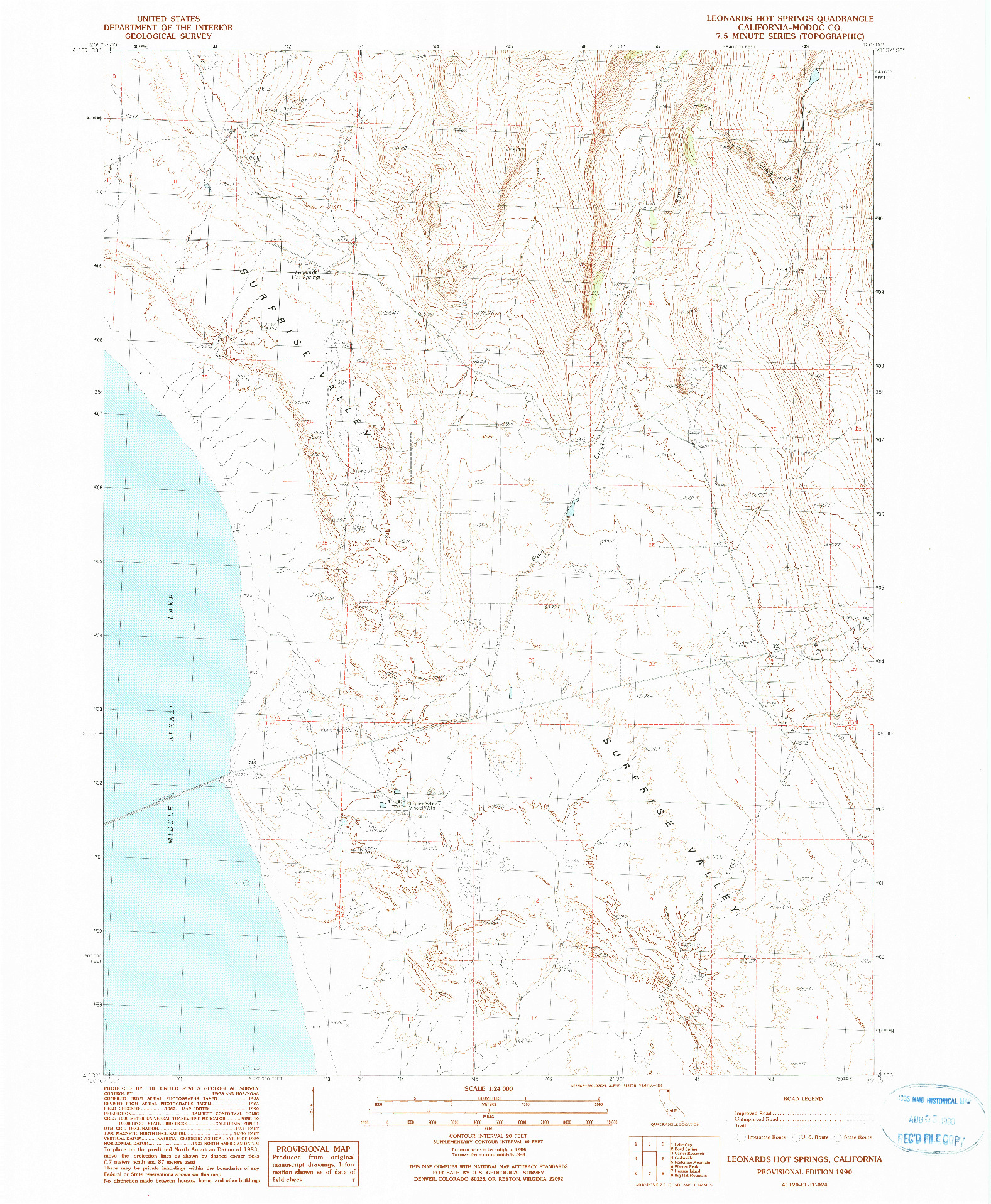 USGS 1:24000-SCALE QUADRANGLE FOR LEONARDS HOT SPRINGS, CA 1990