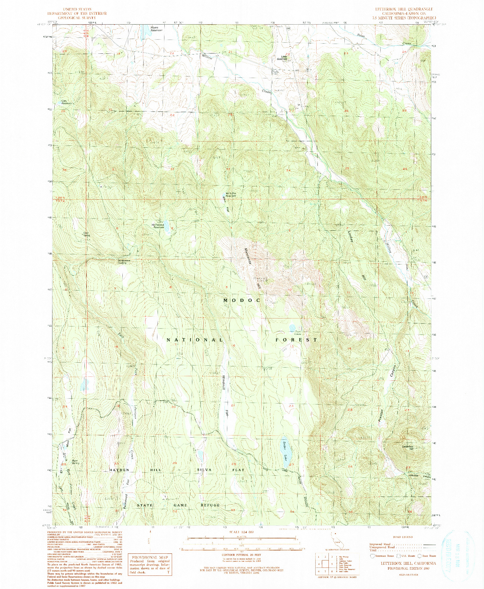 USGS 1:24000-SCALE QUADRANGLE FOR LETTERBOX HILL, CA 1990