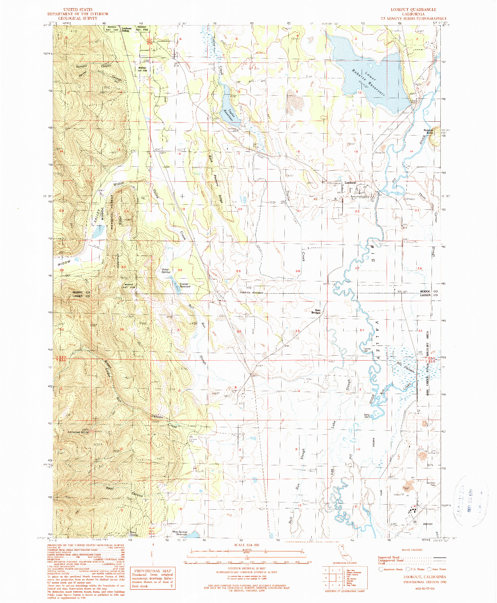 USGS 1:24000-SCALE QUADRANGLE FOR LOOKOUT, CA 1990