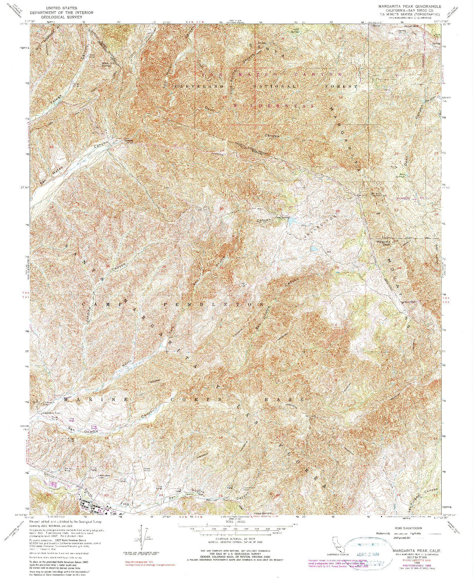 USGS 1:24000-SCALE QUADRANGLE FOR MARGARITA PEAK, CA 1968