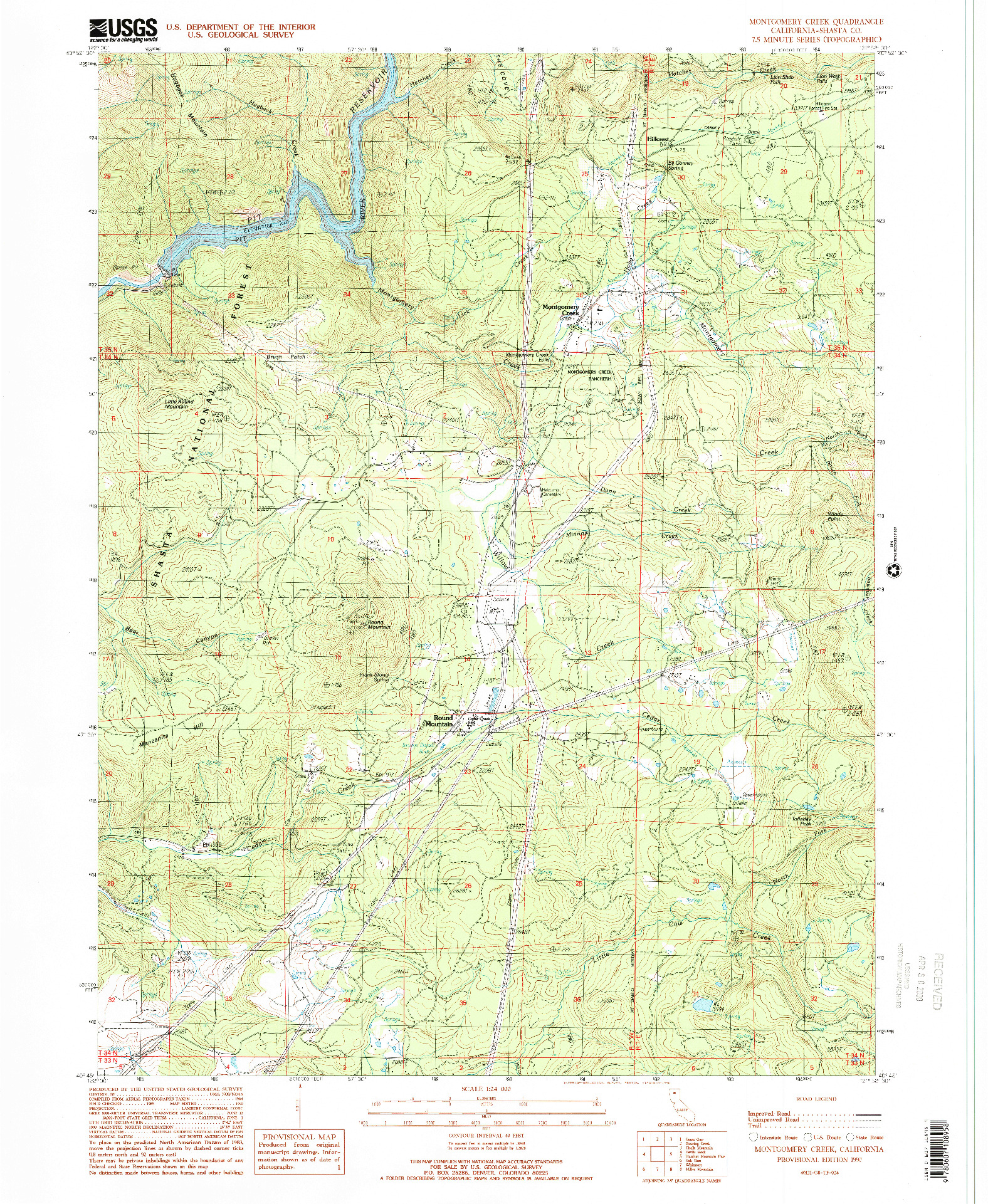 USGS 1:24000-SCALE QUADRANGLE FOR MONTGOMERY CREEK, CA 1990