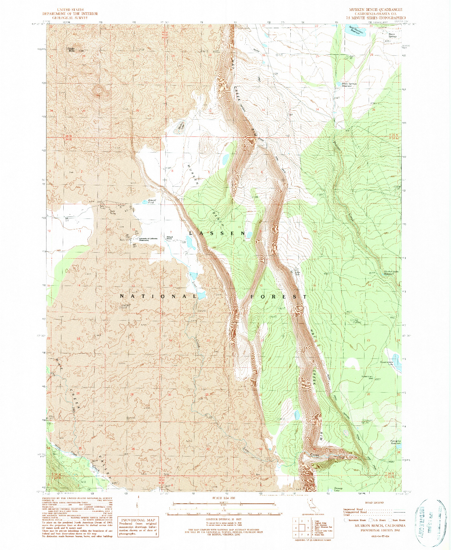 USGS 1:24000-SCALE QUADRANGLE FOR MURKEN BENCH, CA 1990