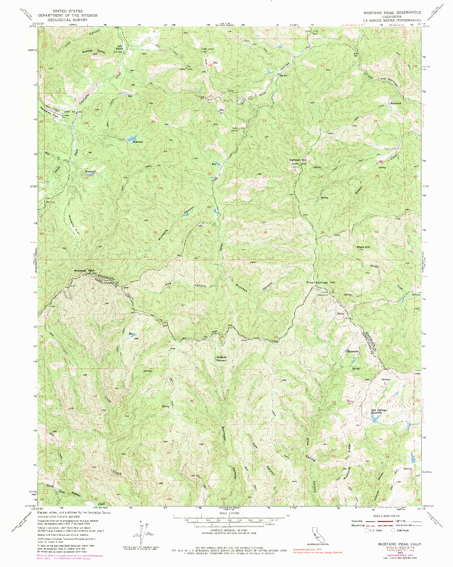 USGS 1:24000-SCALE QUADRANGLE FOR MUSTANG PEAK, CA 1955