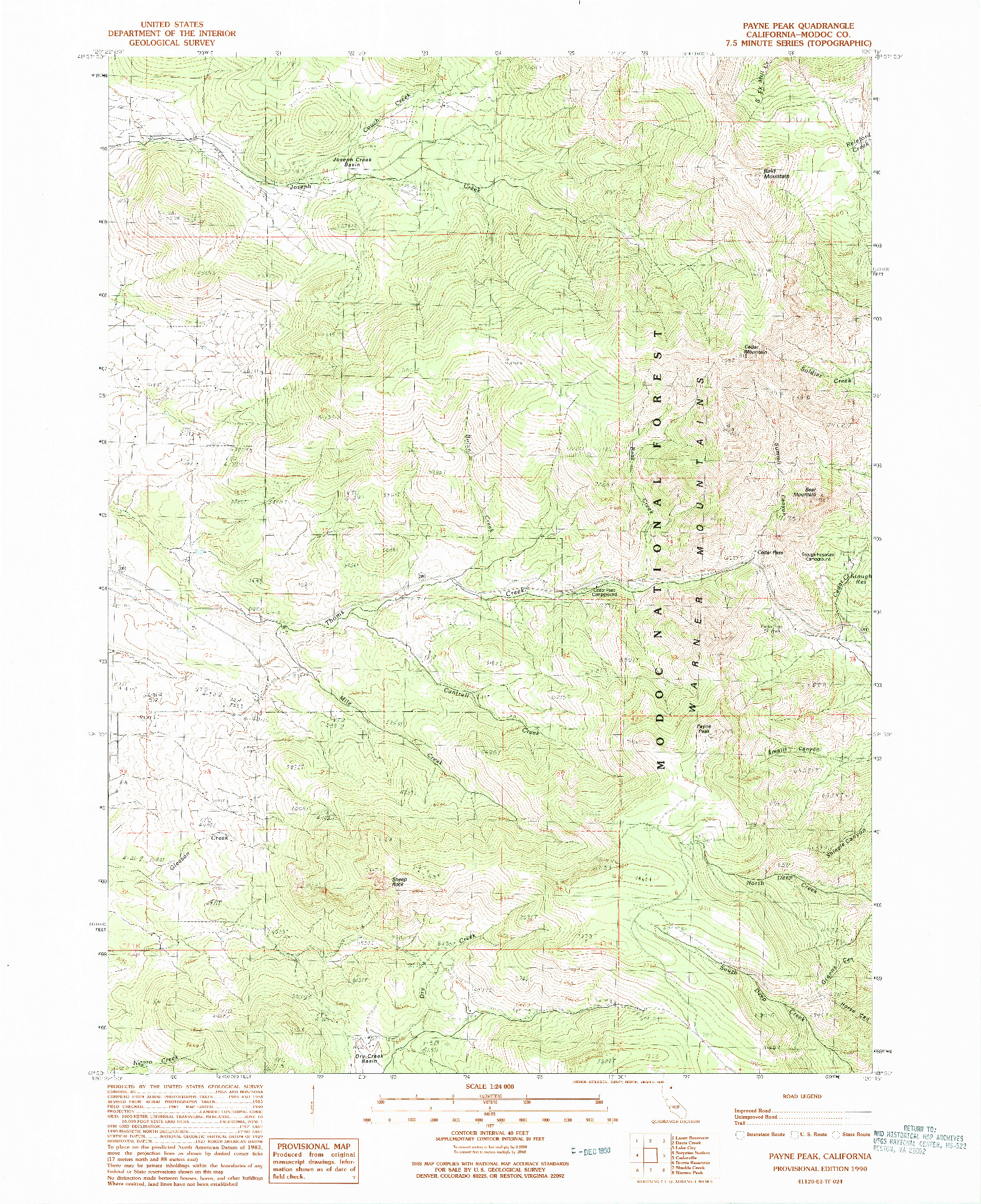 USGS 1:24000-SCALE QUADRANGLE FOR PAYNE PEAK, CA 1990