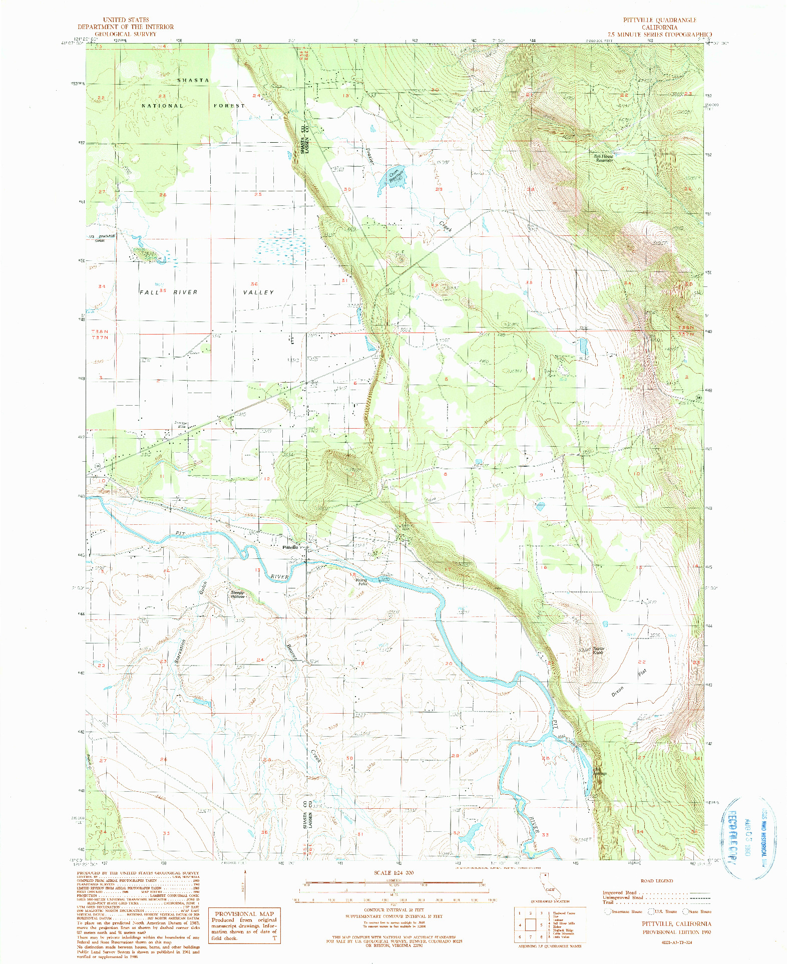 USGS 1:24000-SCALE QUADRANGLE FOR PITTVILLE, CA 1990