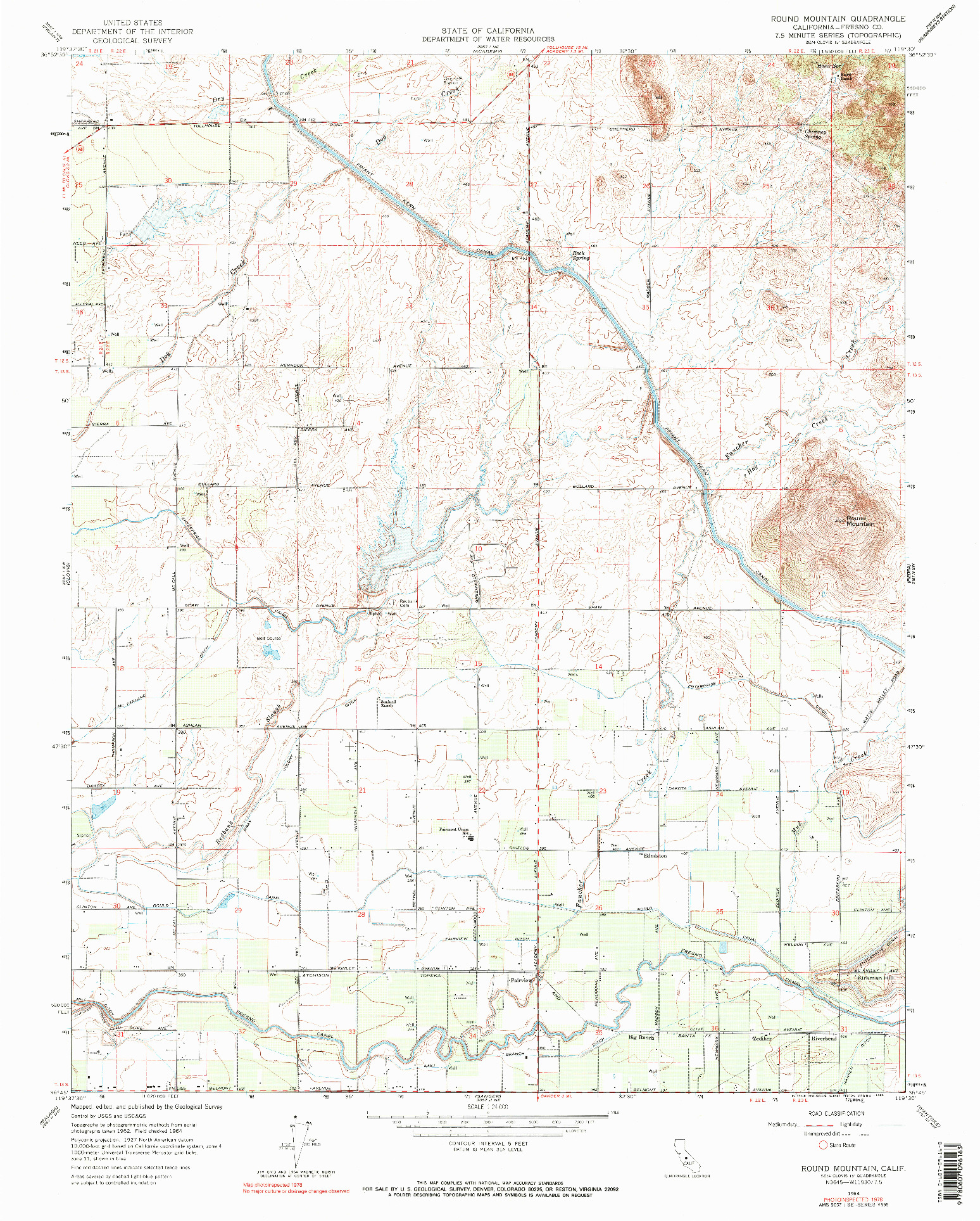USGS 1:24000-SCALE QUADRANGLE FOR ROUND MOUNTAIN, CA 1964