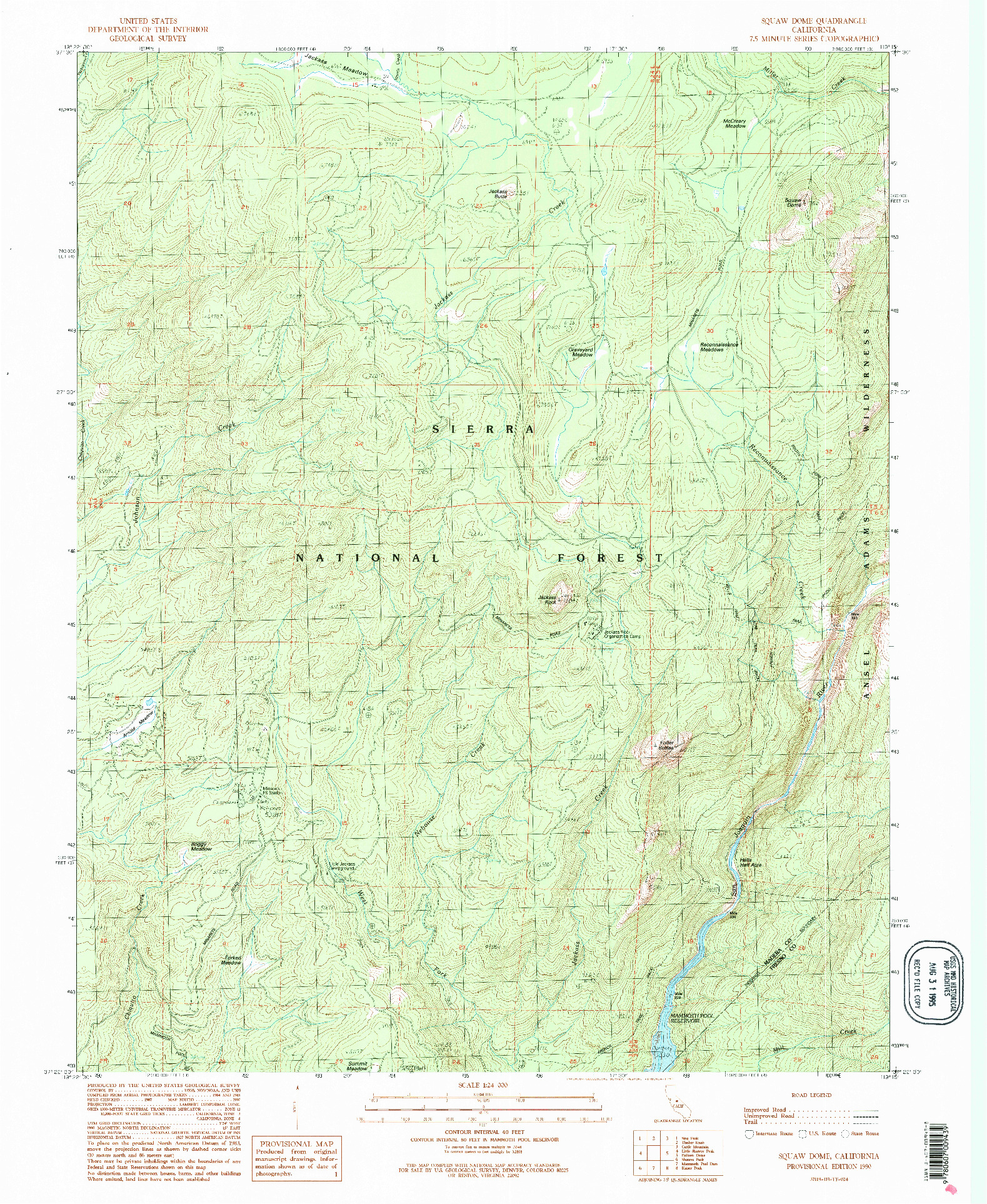 USGS 1:24000-SCALE QUADRANGLE FOR SQUAW DOME, CA 1990