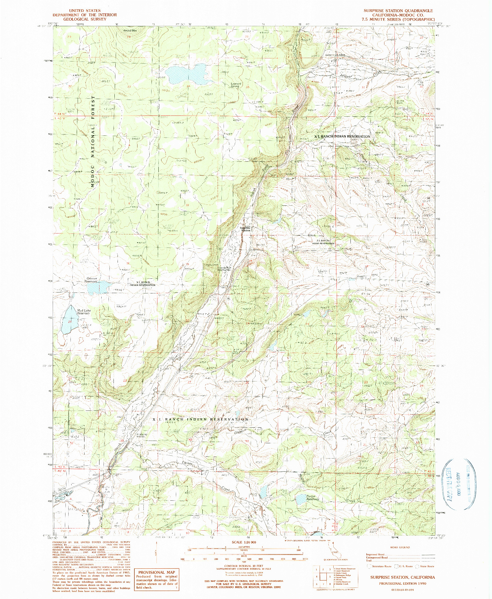 USGS 1:24000-SCALE QUADRANGLE FOR SURPRISE STATION, CA 1990