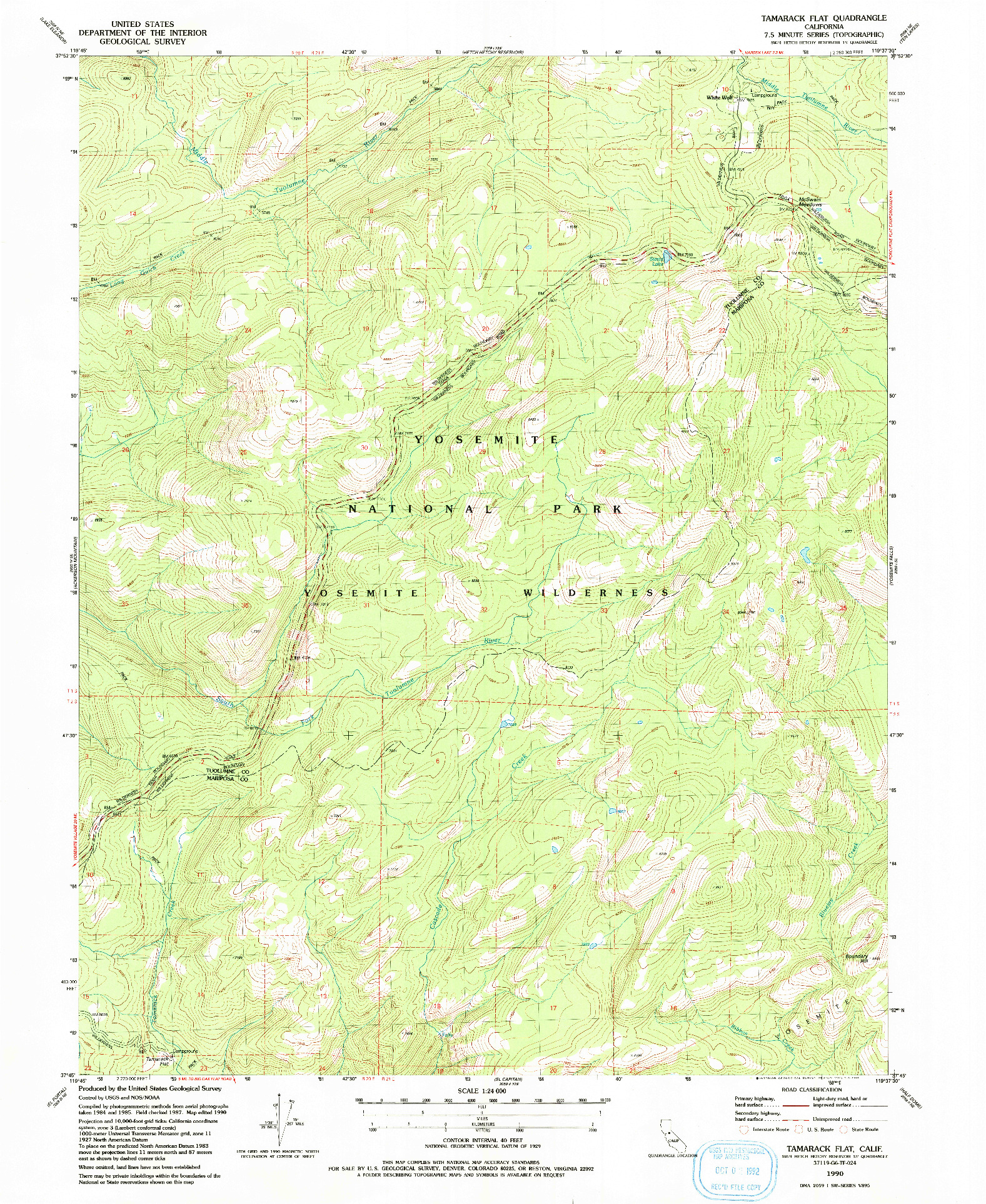 USGS 1:24000-SCALE QUADRANGLE FOR TAMARACK FLAT, CA 1990
