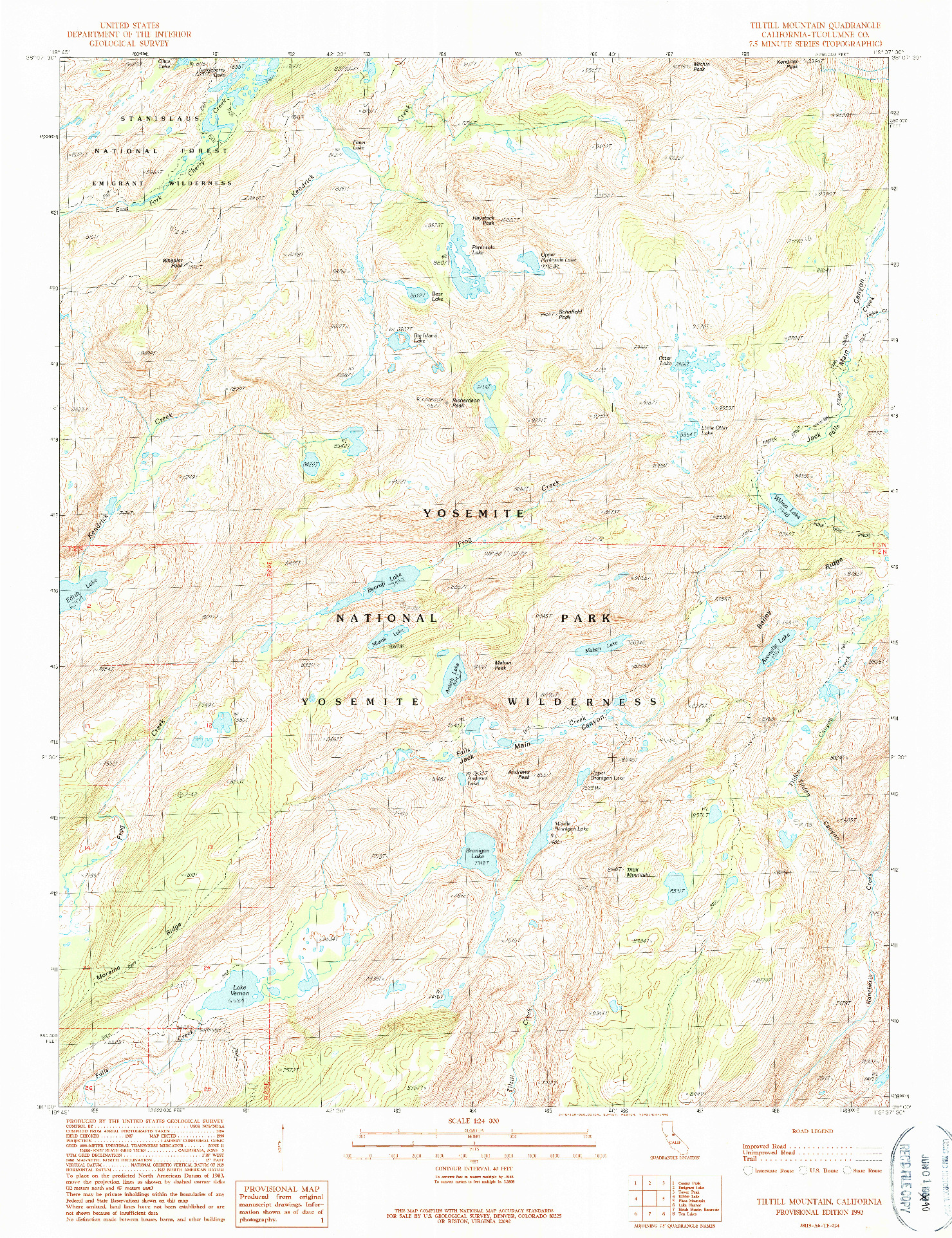 USGS 1:24000-SCALE QUADRANGLE FOR TILTILL MOUNTAIN, CA 1990