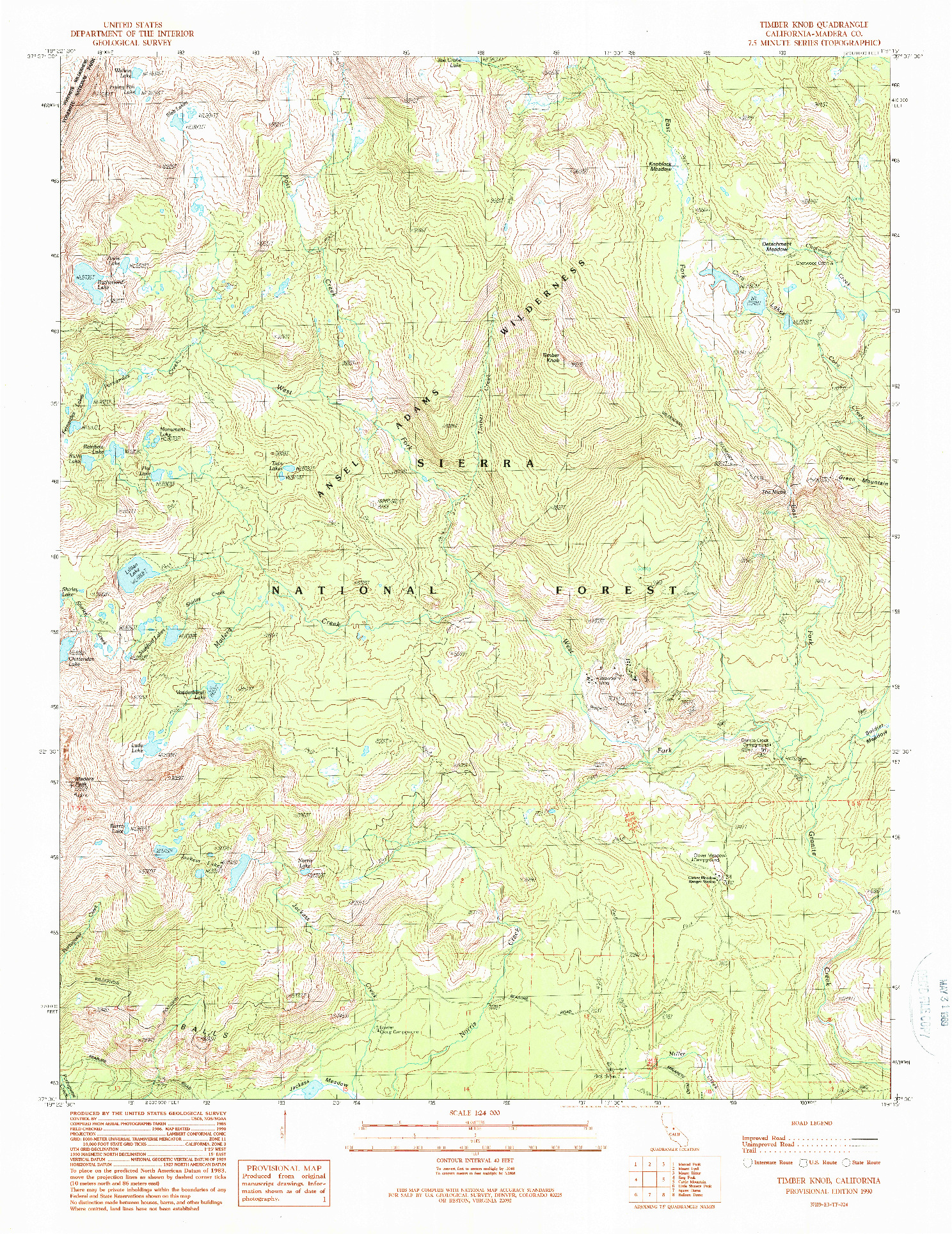 USGS 1:24000-SCALE QUADRANGLE FOR TIMBER KNOB, CA 1990