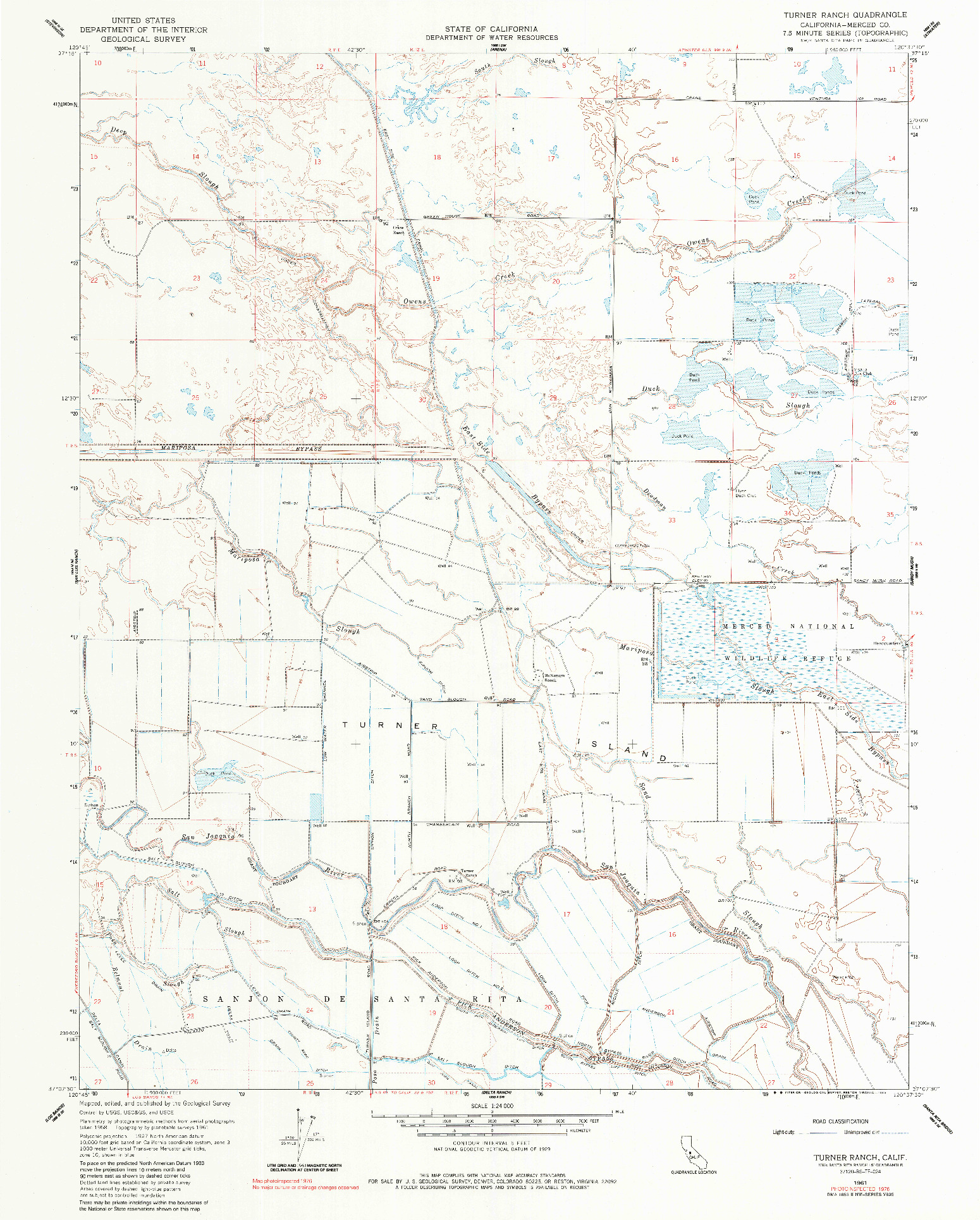 USGS 1:24000-SCALE QUADRANGLE FOR TURNER RANCH, CA 1961