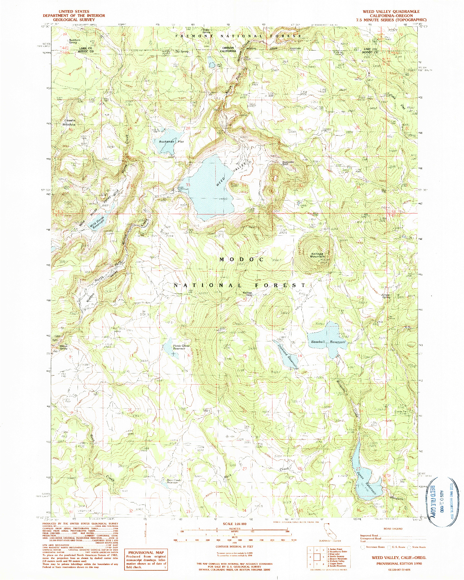 USGS 1:24000-SCALE QUADRANGLE FOR WEED VALLEY, CA 1990