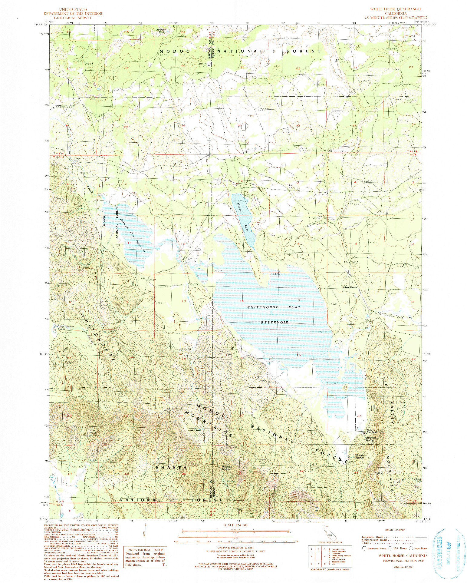 USGS 1:24000-SCALE QUADRANGLE FOR WHITE HORSE, CA 1990