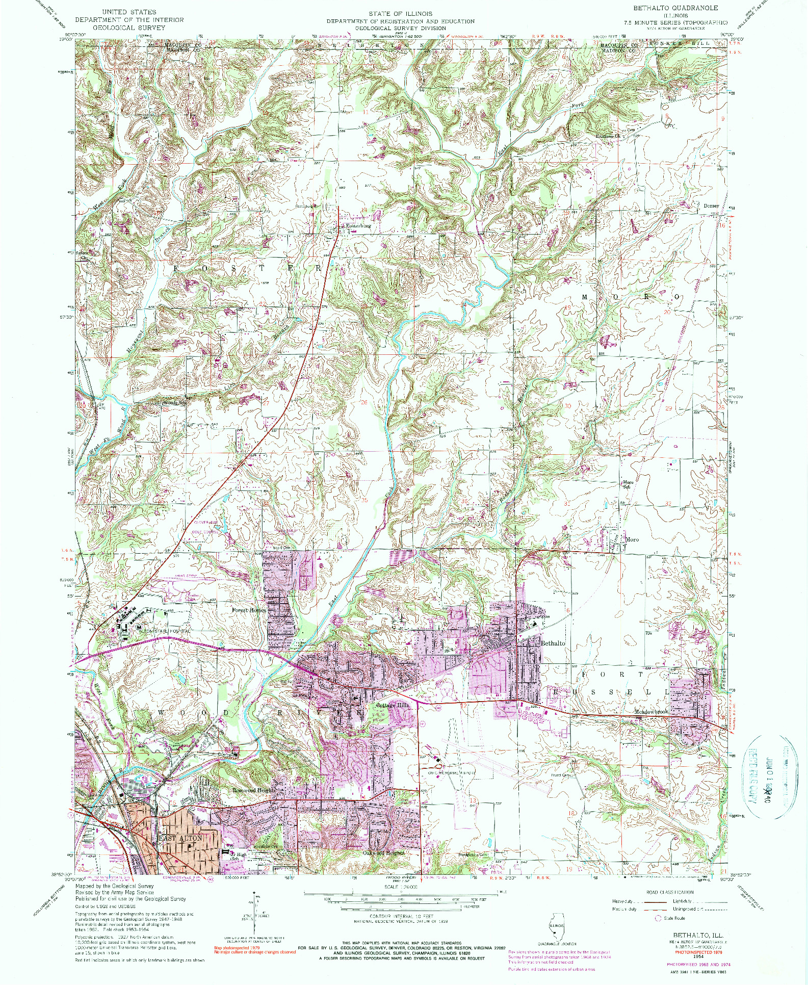 USGS 1:24000-SCALE QUADRANGLE FOR BETHALTO, IL 1954