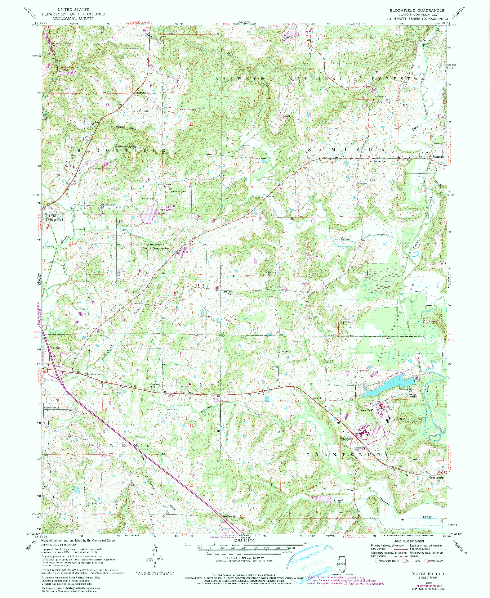 USGS 1:24000-SCALE QUADRANGLE FOR BLOOMFIELD, IL 1966