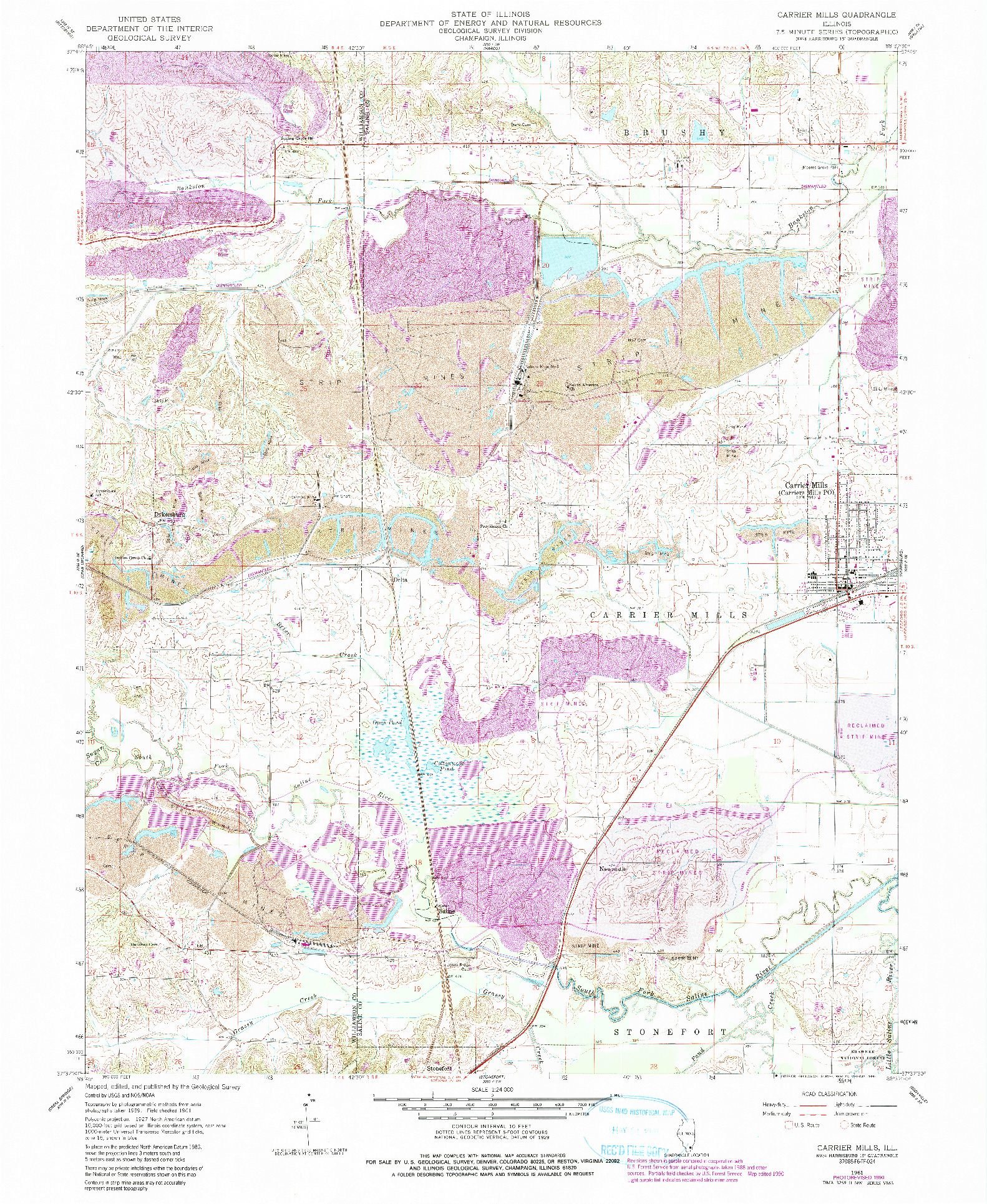 USGS 1:24000-SCALE QUADRANGLE FOR CARRIER MILLS, IL 1961