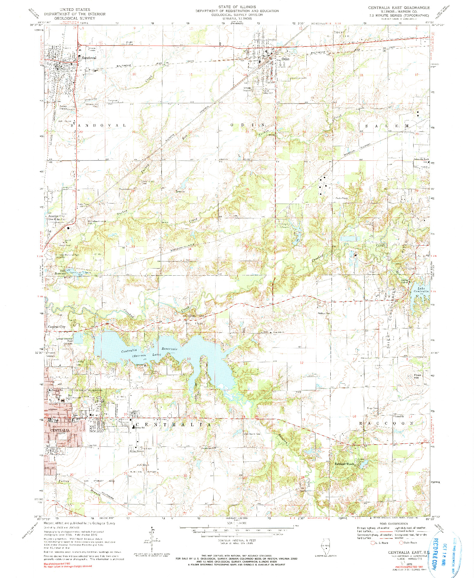 USGS 1:24000-SCALE QUADRANGLE FOR CENTRALIA EAST, IL 1970