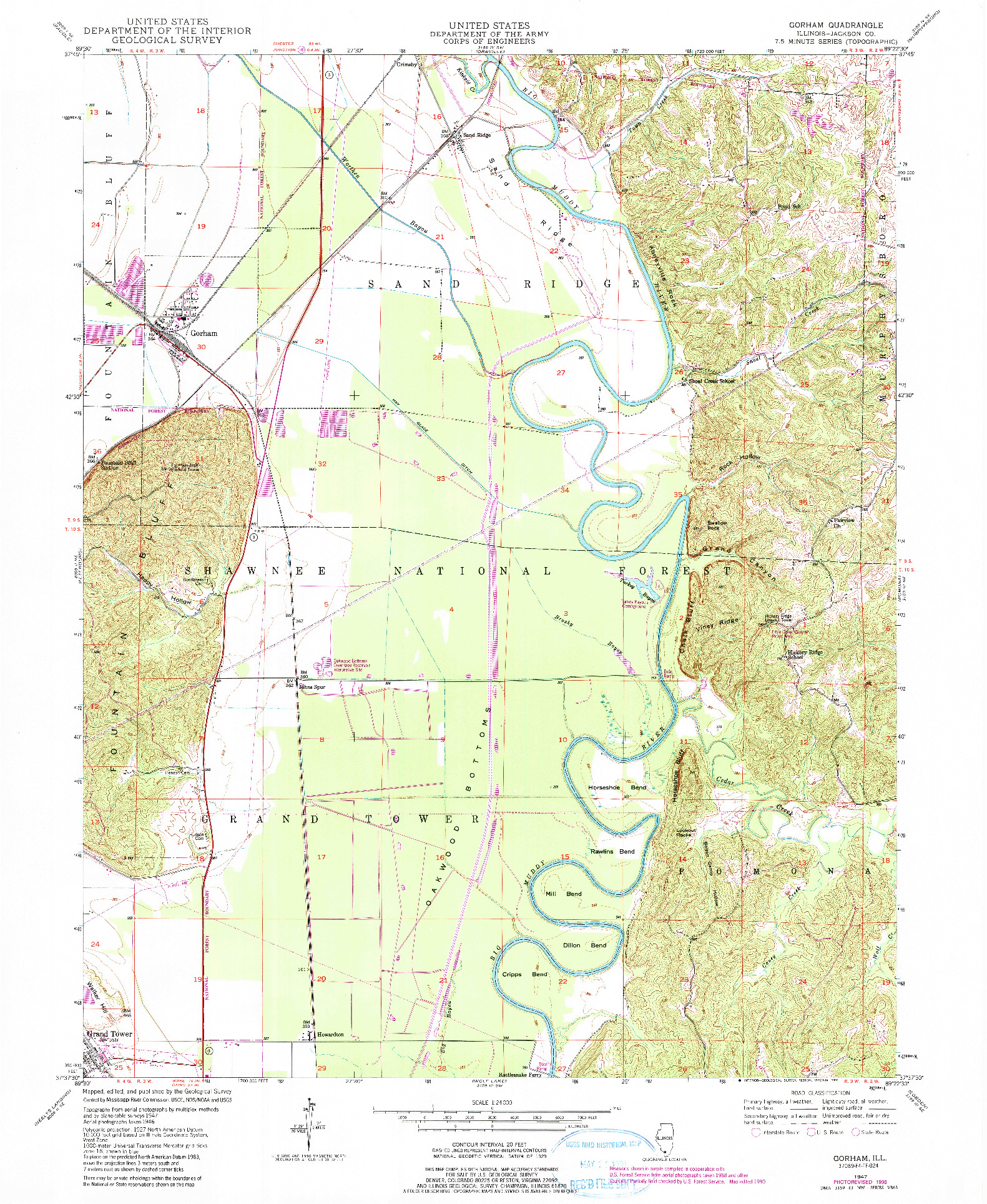 USGS 1:24000-SCALE QUADRANGLE FOR GORHAM, IL 1947