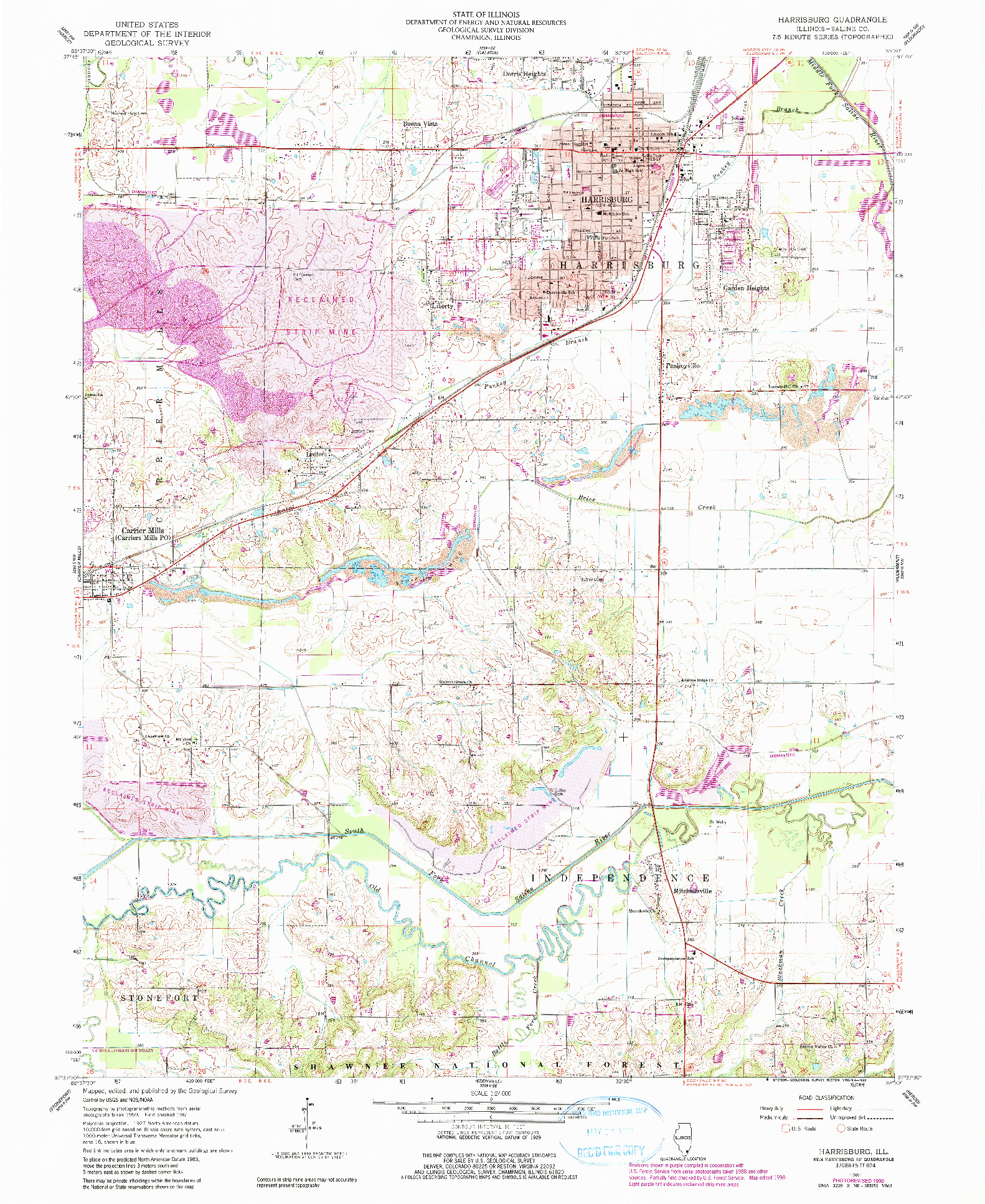 USGS 1:24000-SCALE QUADRANGLE FOR HARRISBURG, IL 1961