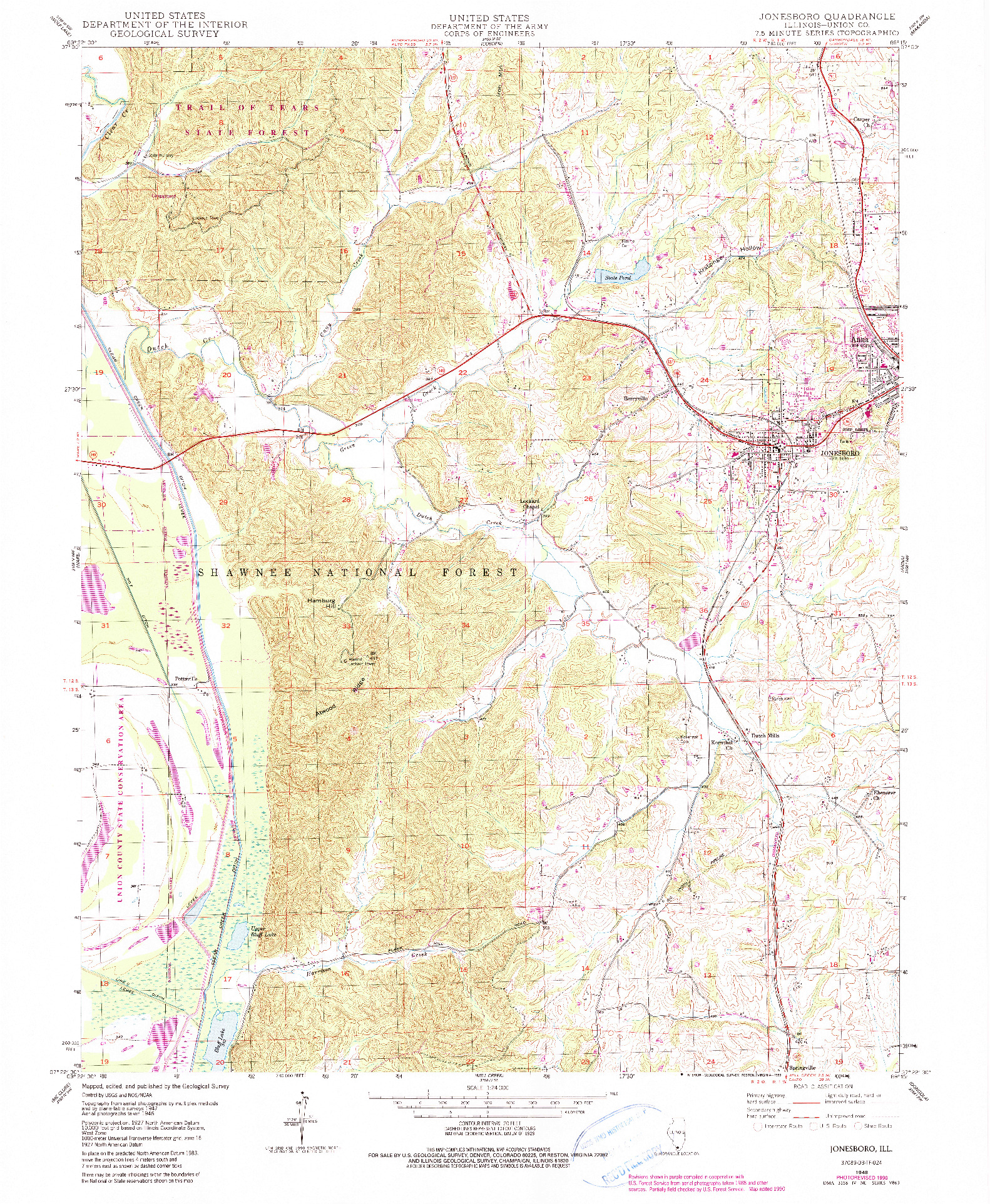 USGS 1:24000-SCALE QUADRANGLE FOR JONESBORO, IL 1948