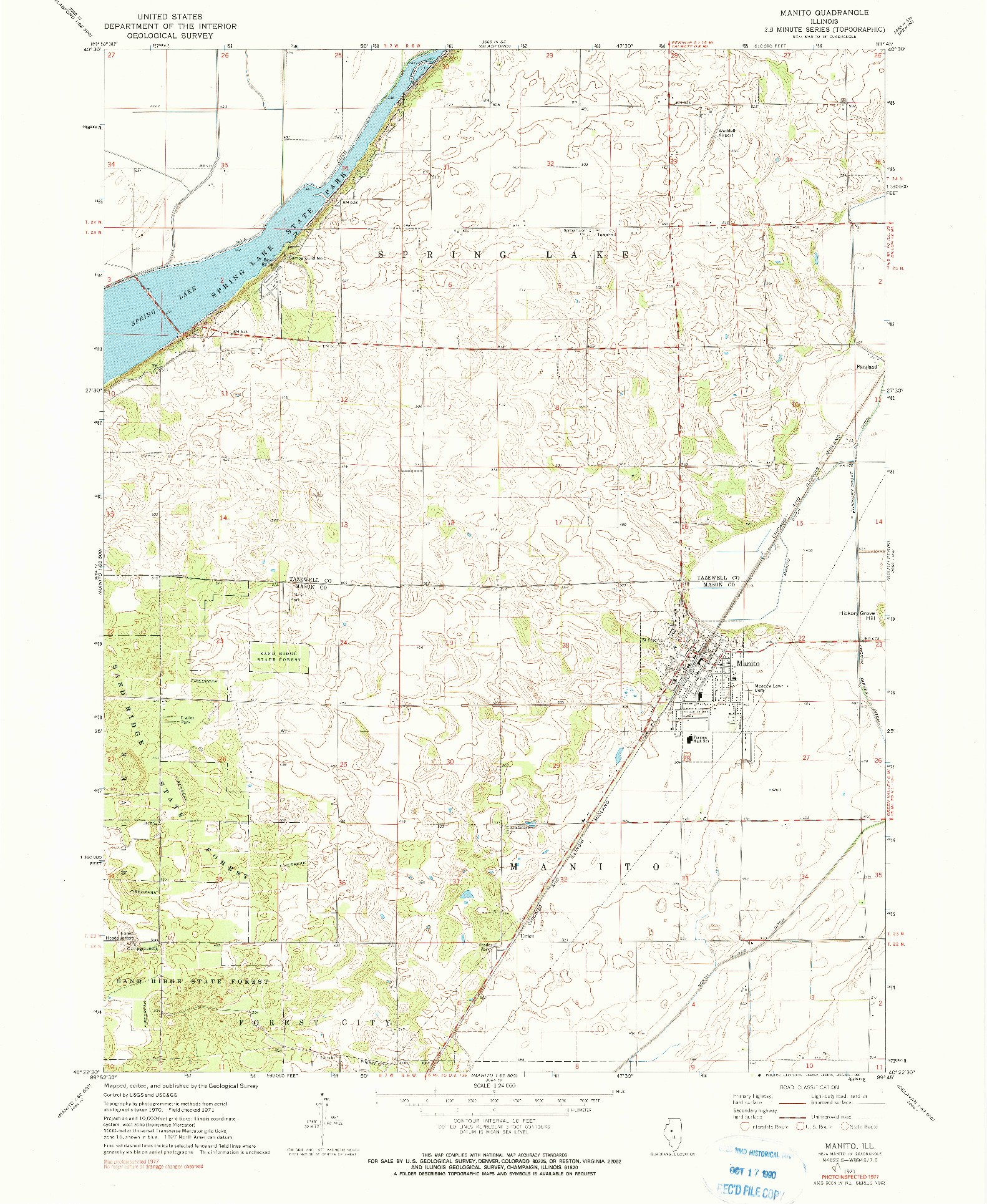 USGS 1:24000-SCALE QUADRANGLE FOR MANITO, IL 1971