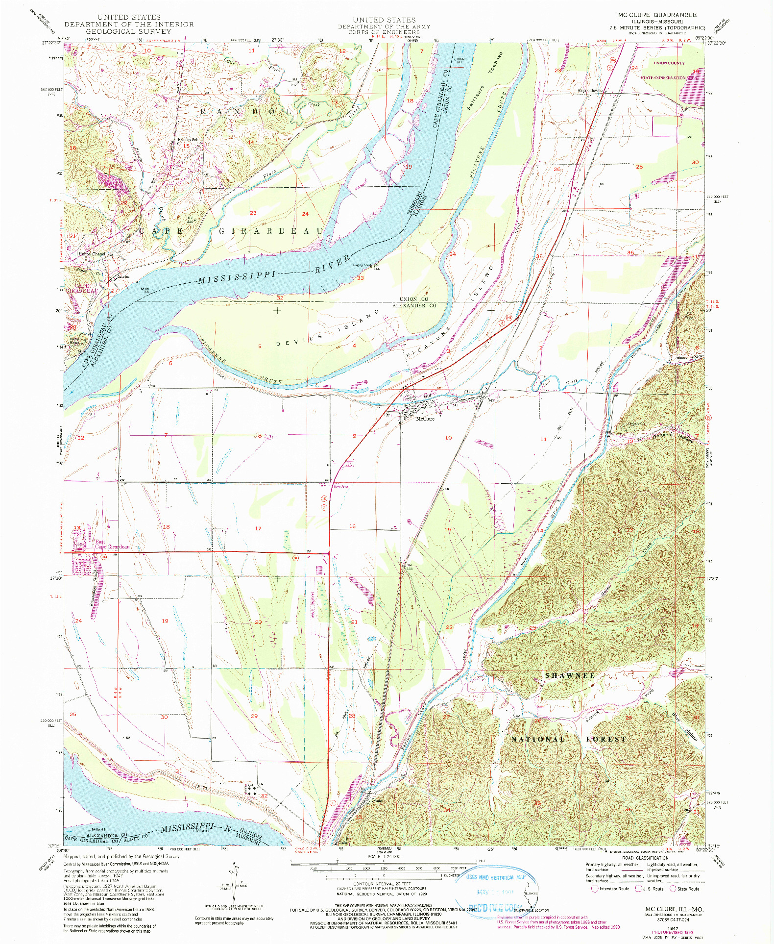 USGS 1:24000-SCALE QUADRANGLE FOR MCCLURE, IL 1947