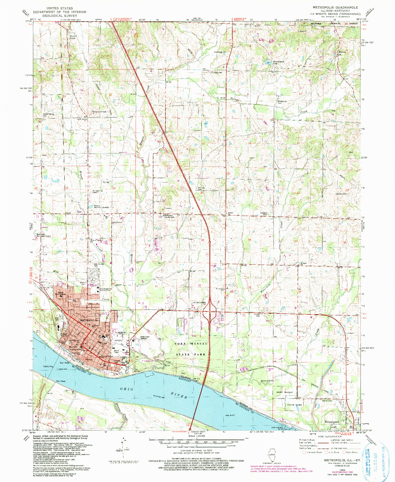 USGS 1:24000-SCALE QUADRANGLE FOR METROPOLIS, IL 1982