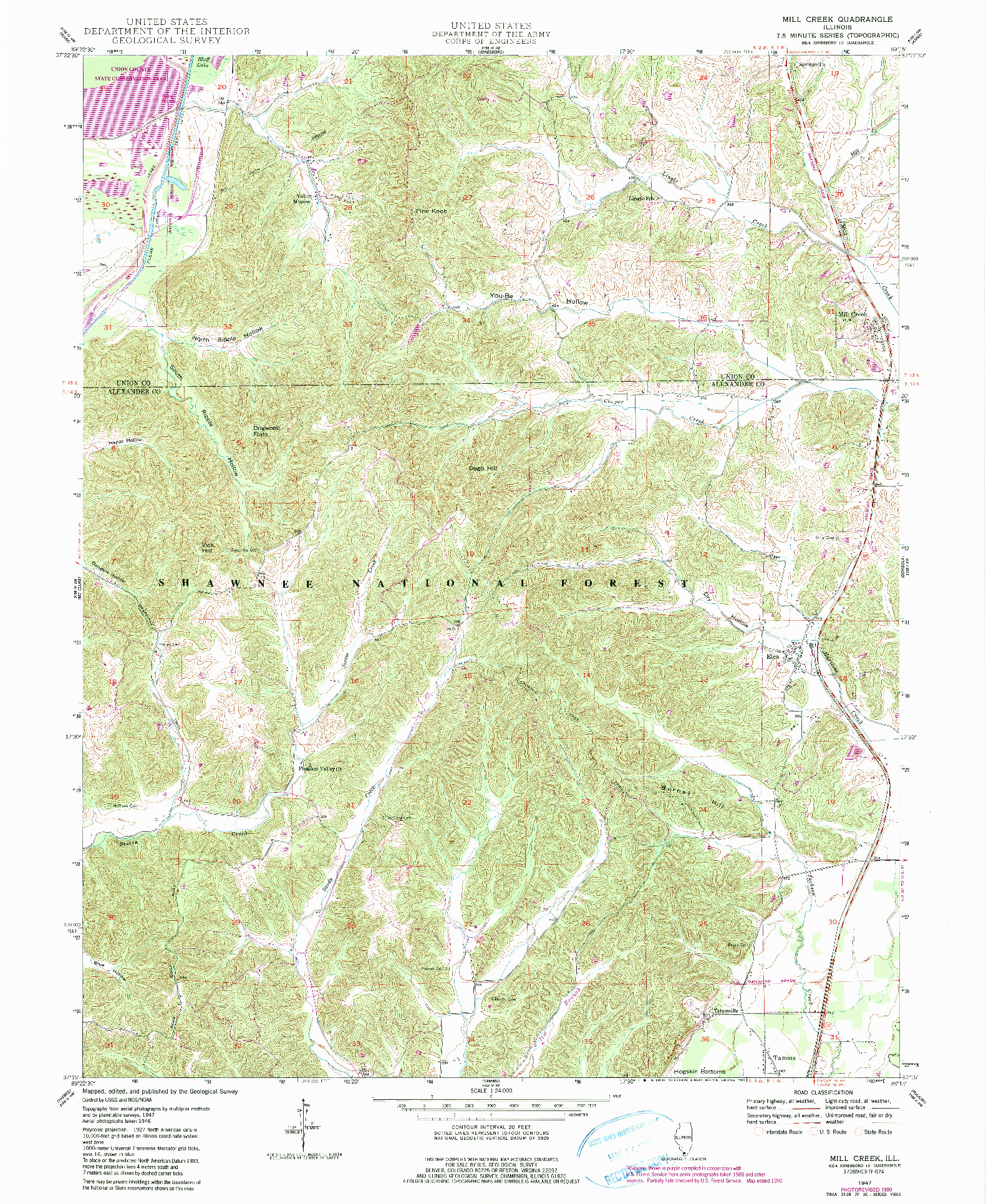 USGS 1:24000-SCALE QUADRANGLE FOR MILL CREEK, IL 1947
