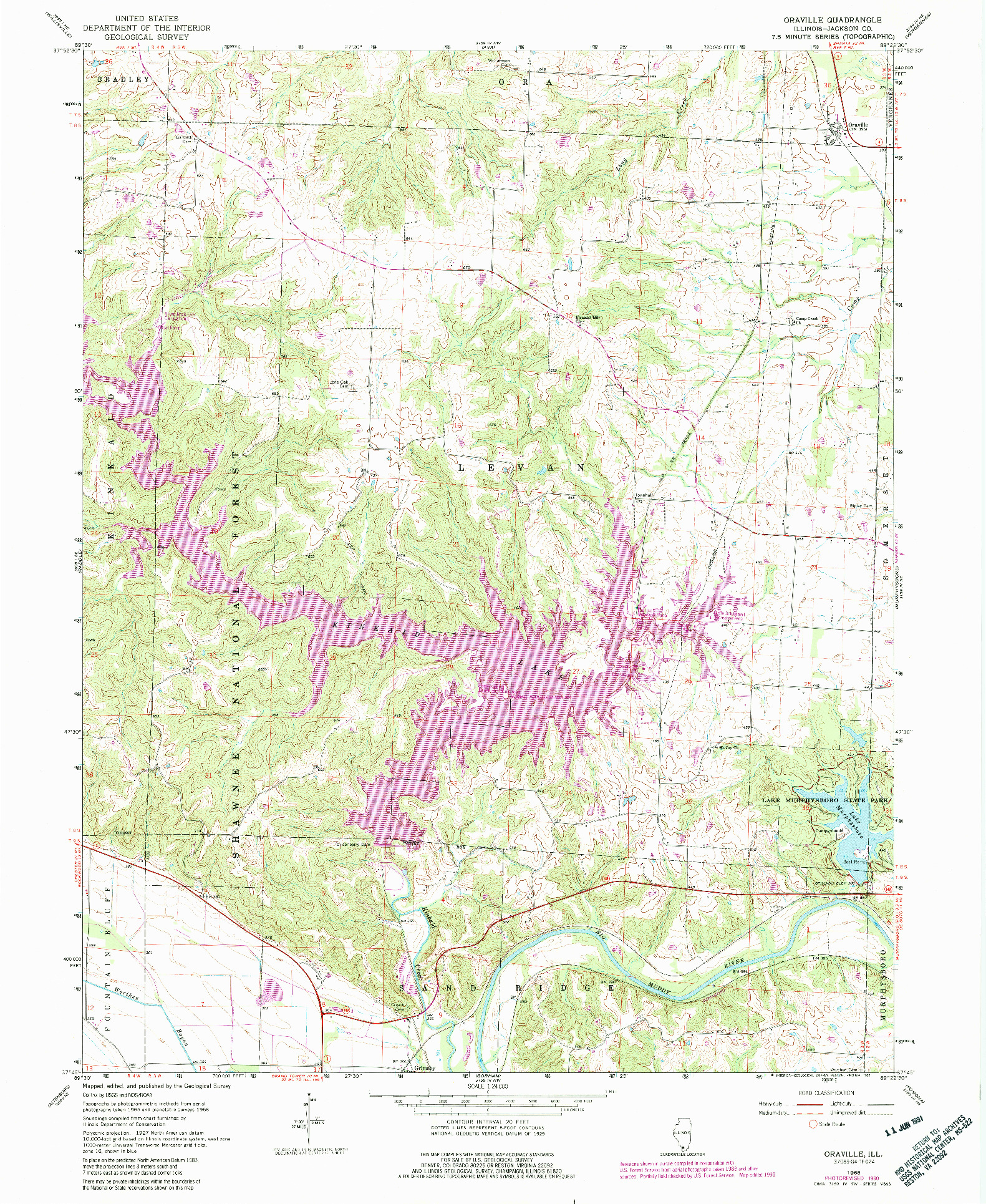 USGS 1:24000-SCALE QUADRANGLE FOR ORAVILLE, IL 1968