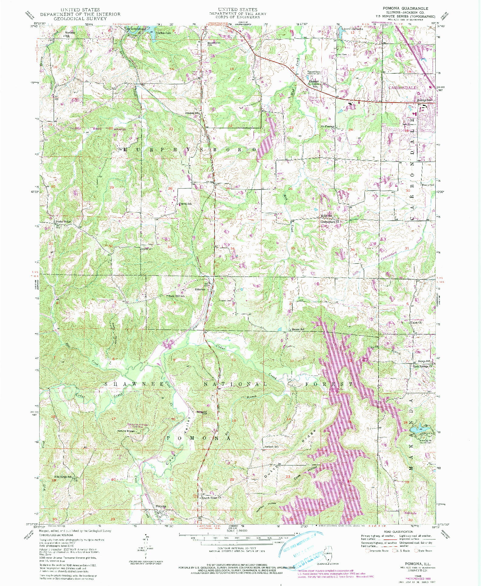 USGS 1:24000-SCALE QUADRANGLE FOR POMONA, IL 1948