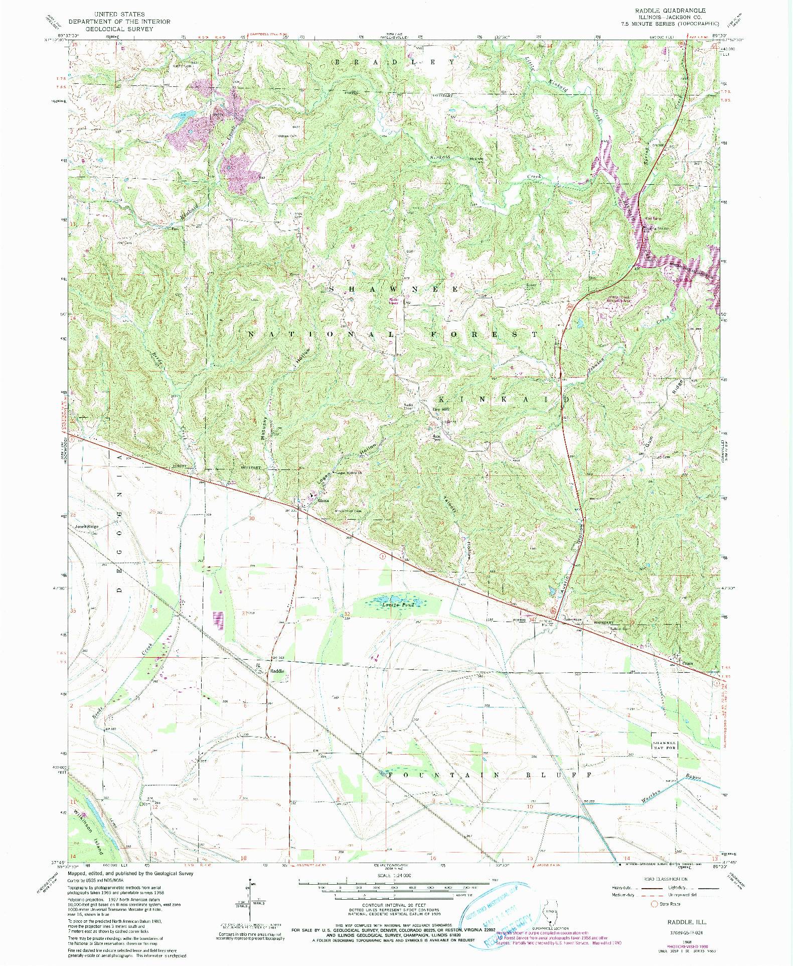 USGS 1:24000-SCALE QUADRANGLE FOR RADDLE, IL 1968