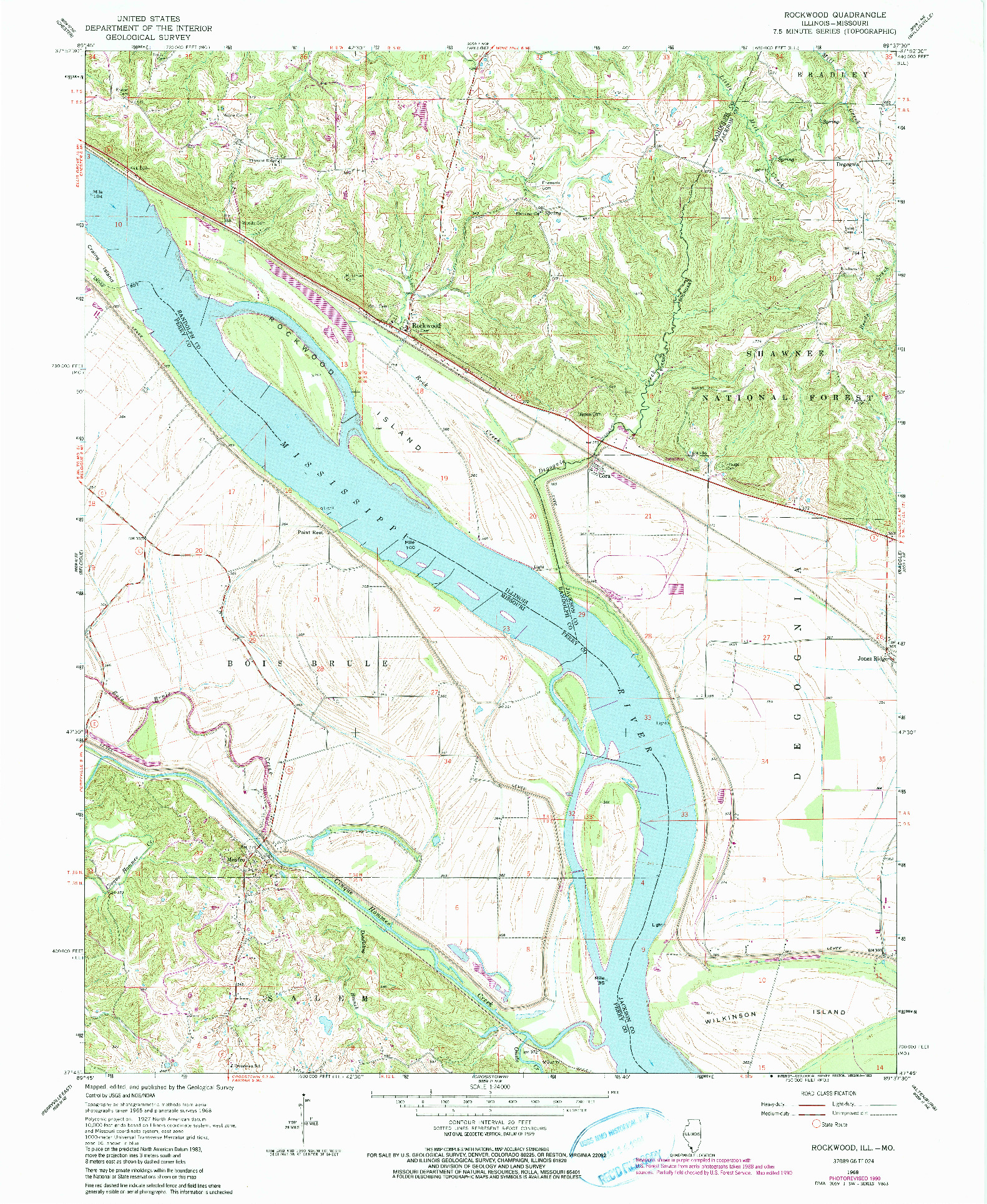 USGS 1:24000-SCALE QUADRANGLE FOR ROCKWOOD, IL 1968