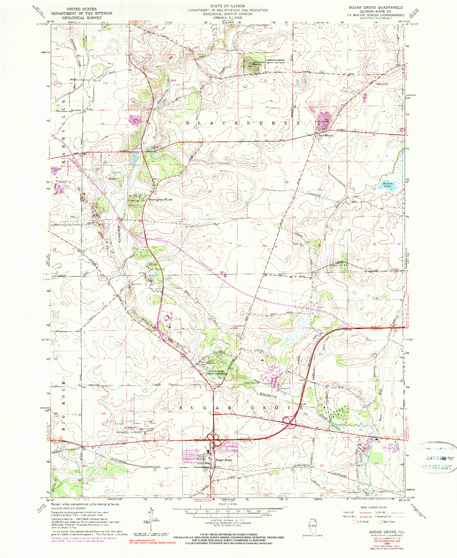 USGS 1:24000-SCALE QUADRANGLE FOR SUGAR GROVE, IL 1964