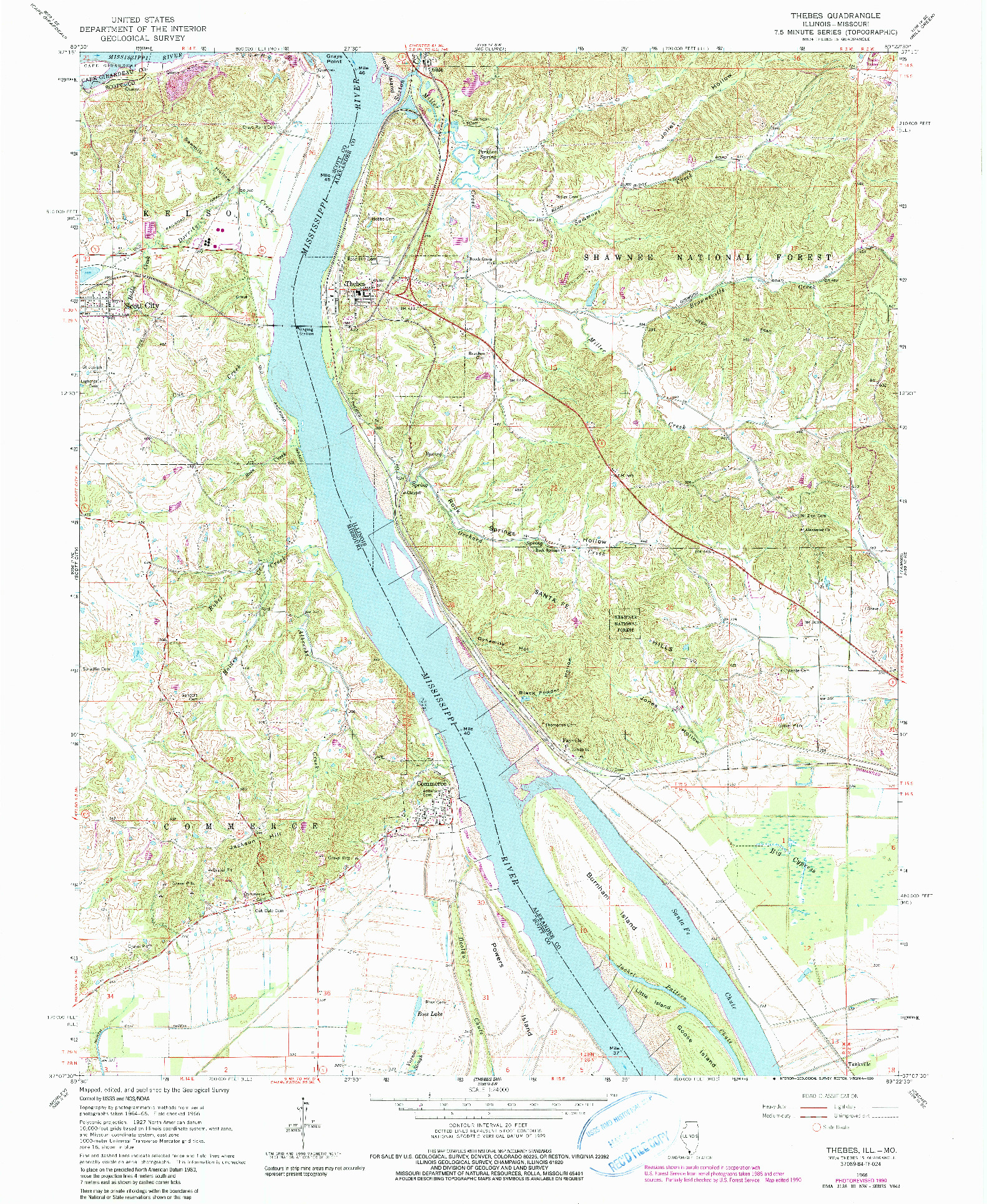 USGS 1:24000-SCALE QUADRANGLE FOR THEBES, IL 1966