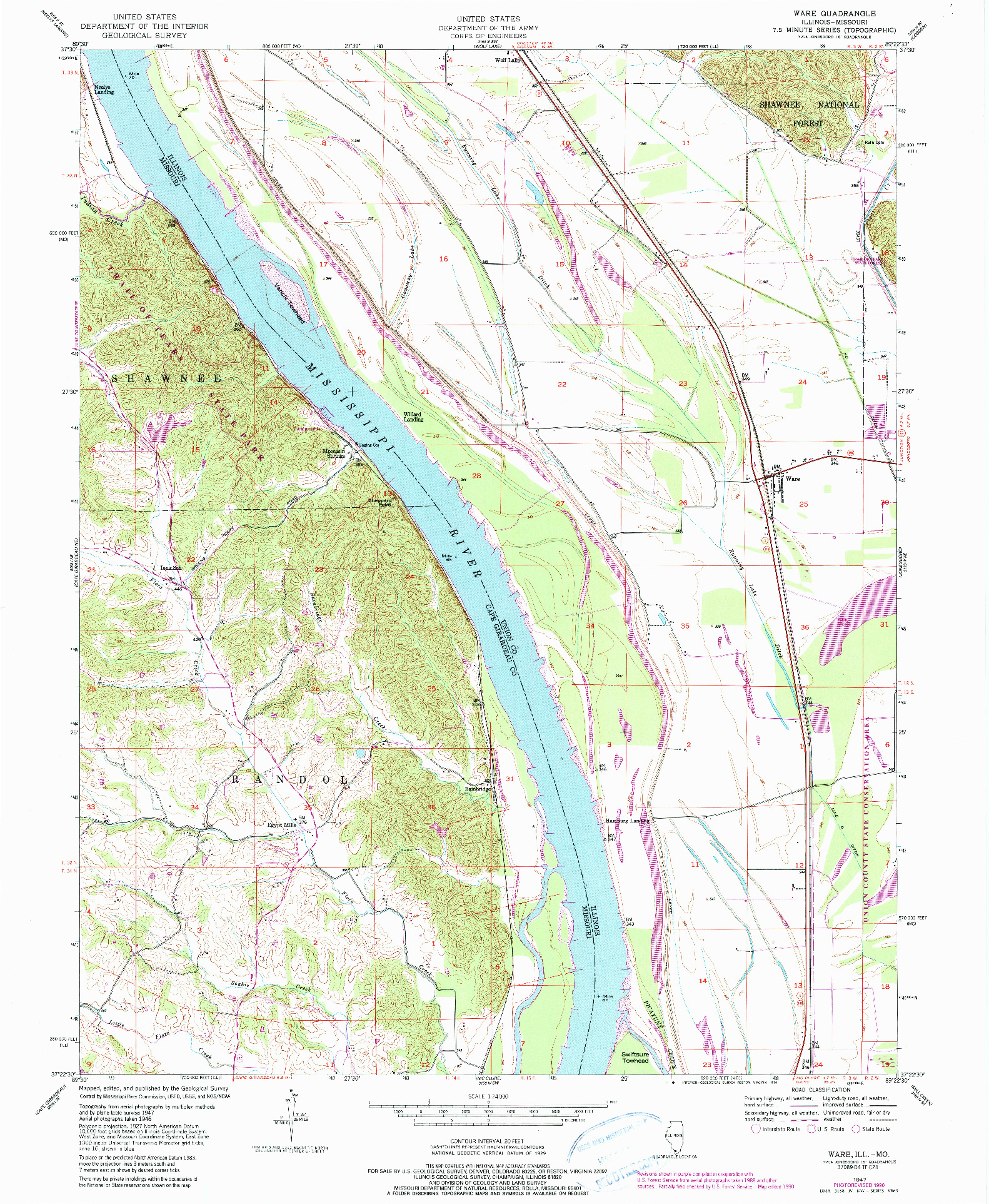 USGS 1:24000-SCALE QUADRANGLE FOR WARE, IL 1947