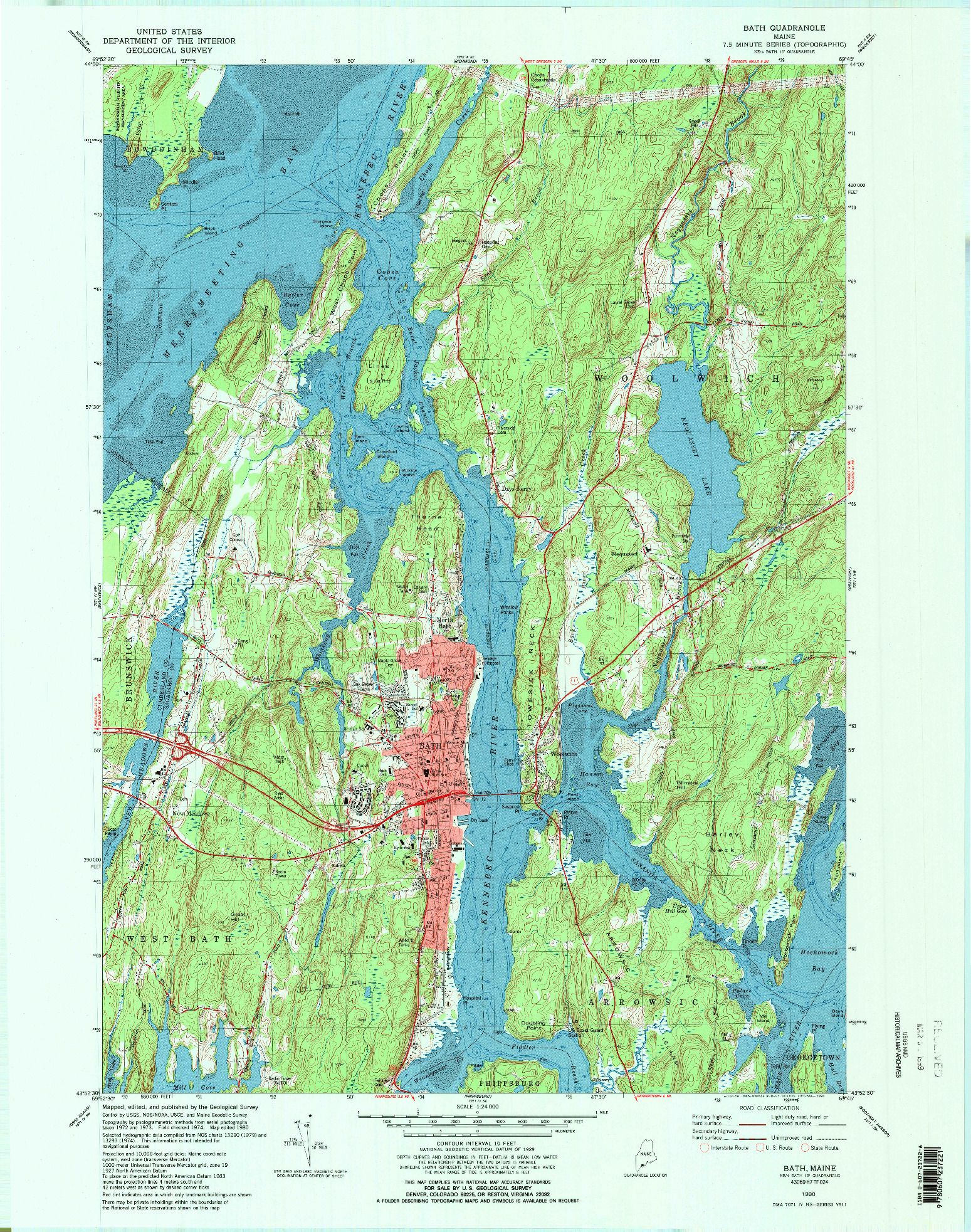 USGS 1:24000-SCALE QUADRANGLE FOR BATH, ME 1980