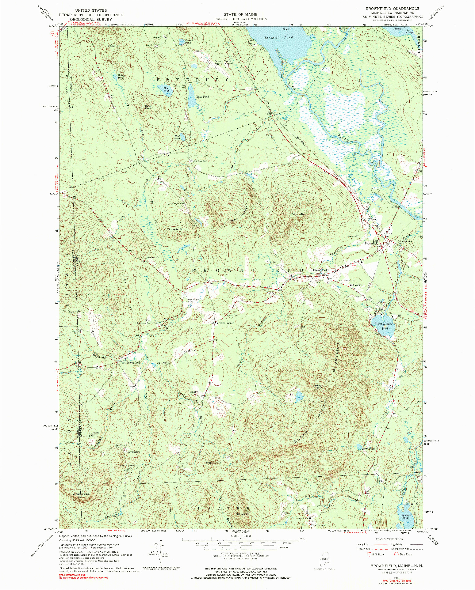 USGS 1:24000-SCALE QUADRANGLE FOR BROWNFIELD, ME 1964